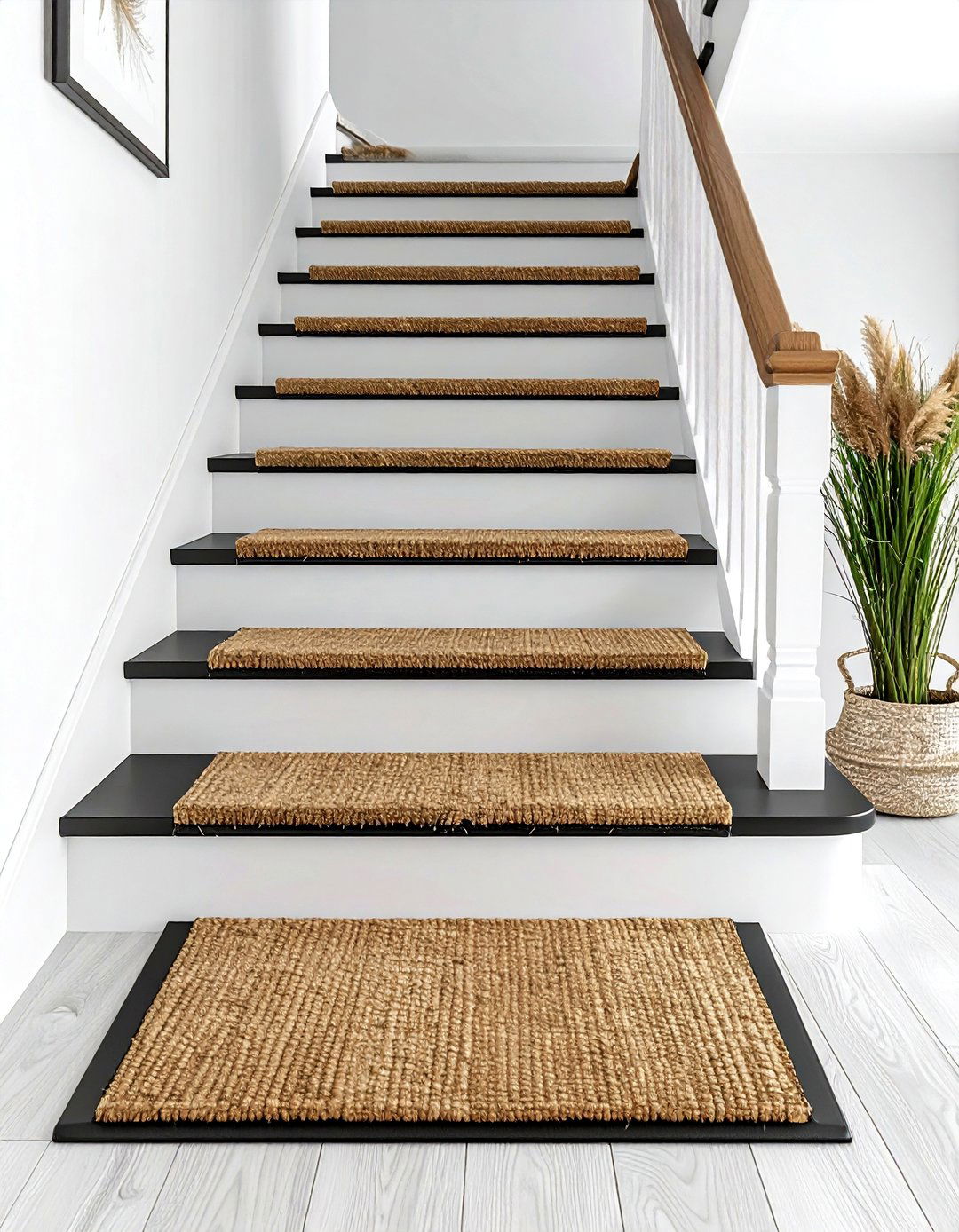 Seagrass stair runner - 30 seagrass decor ideas