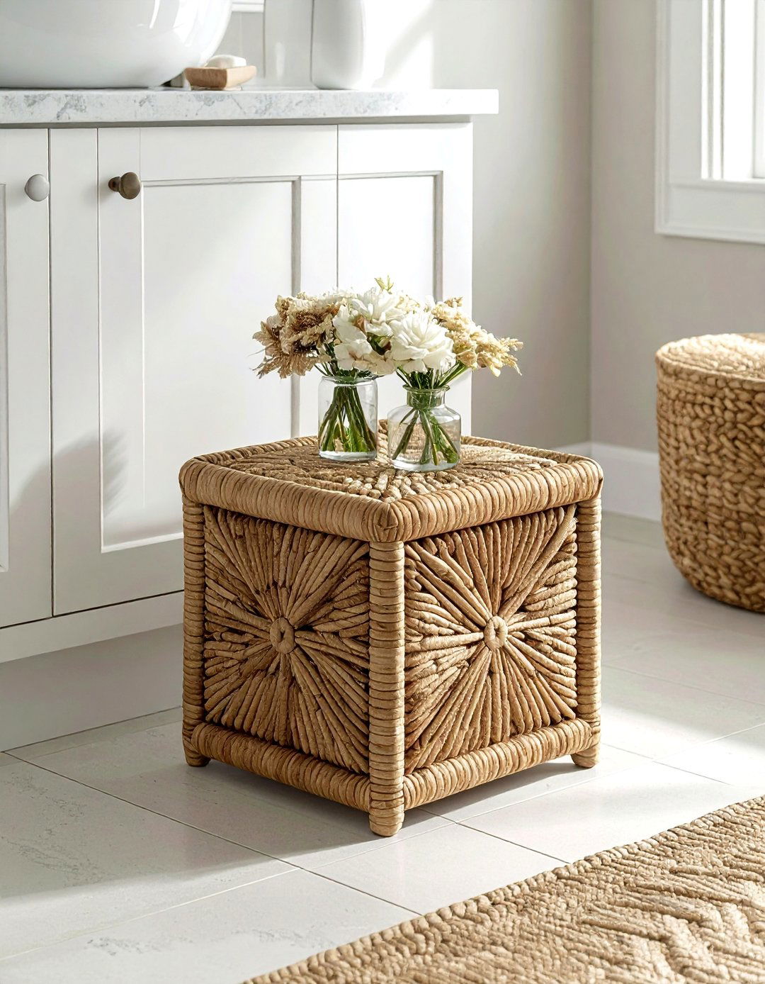 Seagrass step stool - 30 seagrass decor ideas