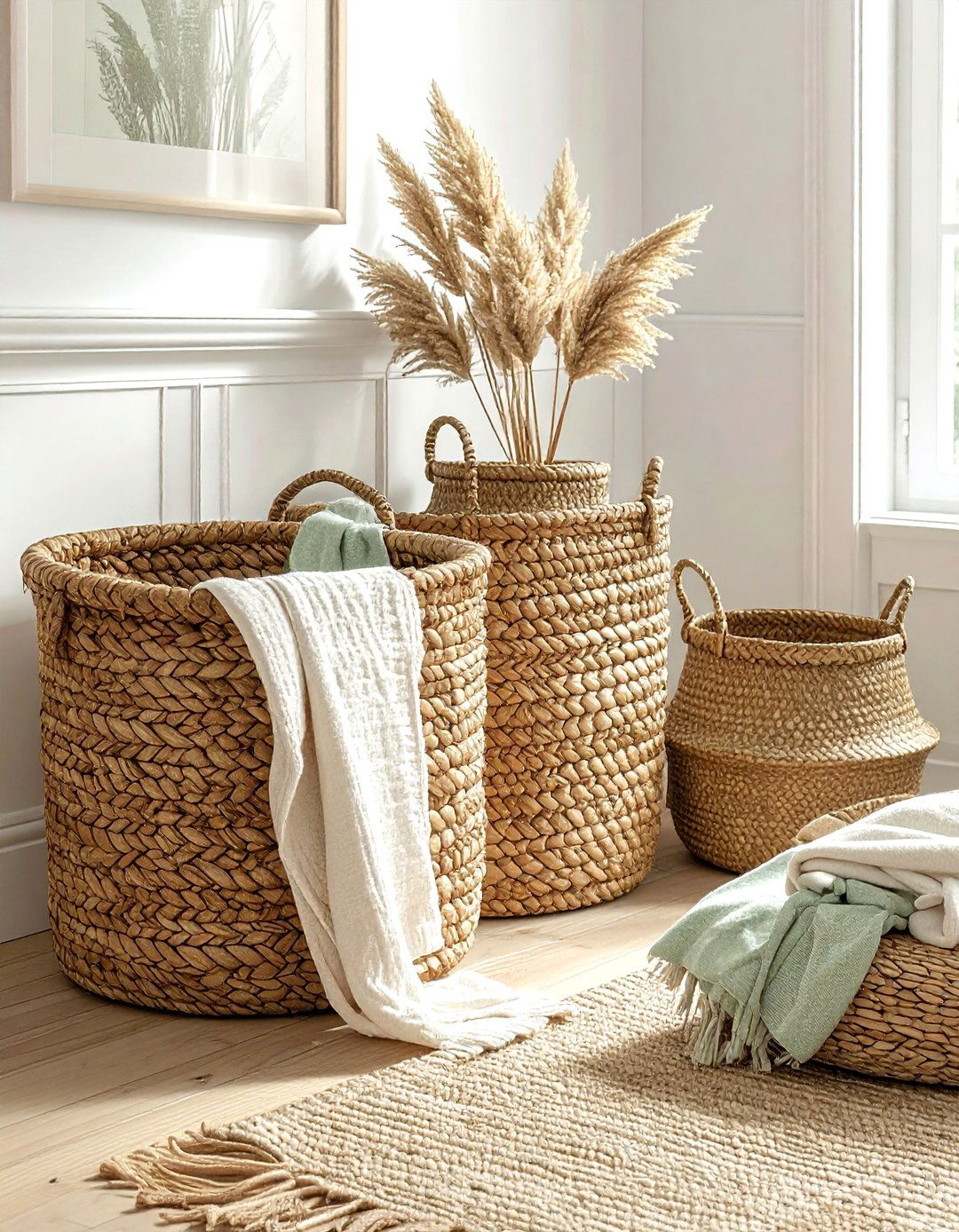 Seagrass storage basket - 30 natural home decor ideas