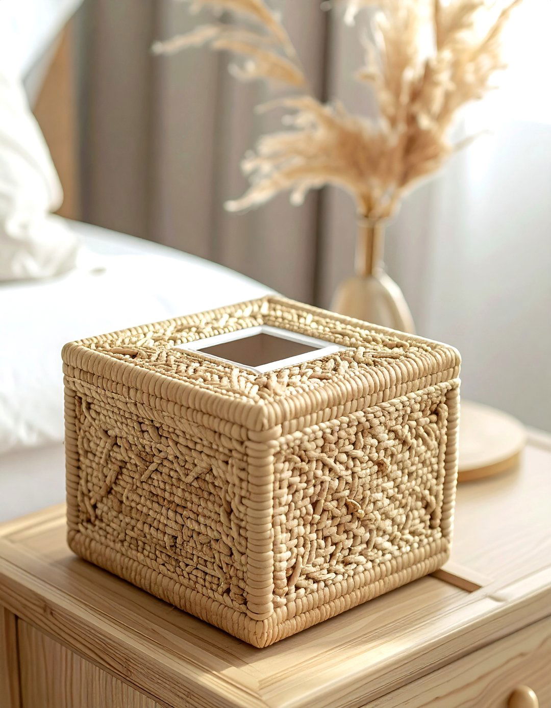 Seagrass tissue box cover - 30 seagrass decor ideas