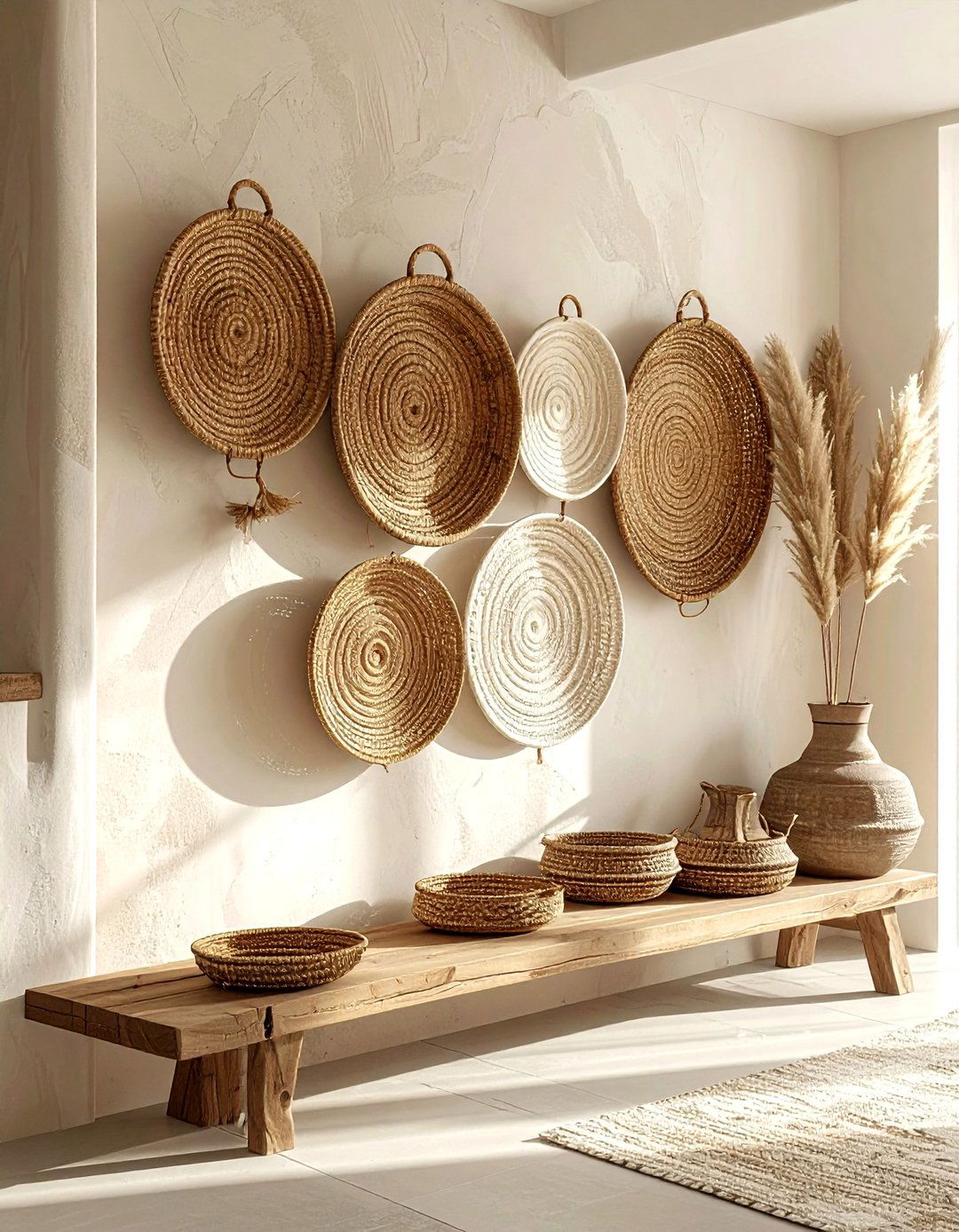 Seagrass wall basket - 30 beige living room accessories ideas