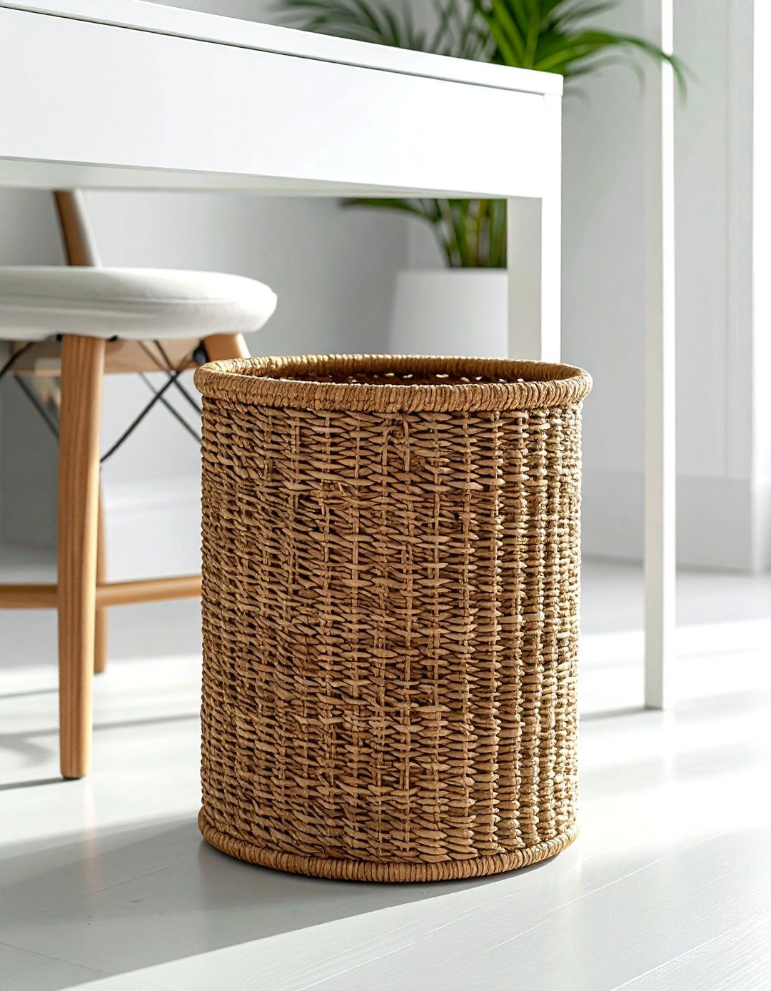 Seagrass waste basket - 30 seagrass decor ideas