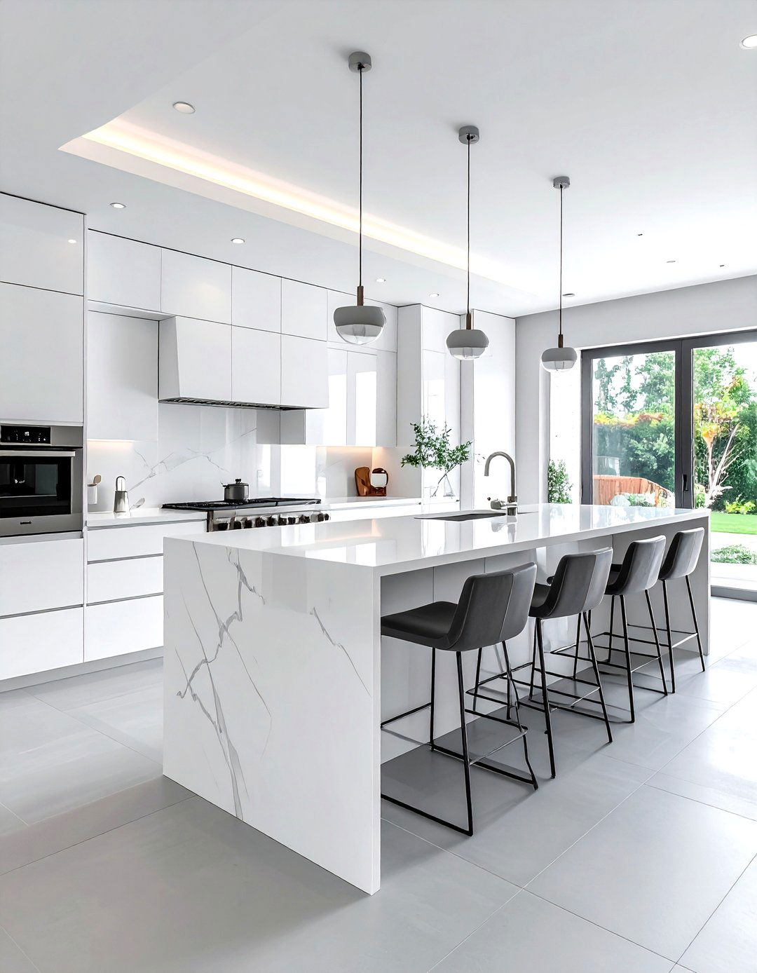 Seamless Island Kitchen - 30 solid surface countertop kitchen ideas