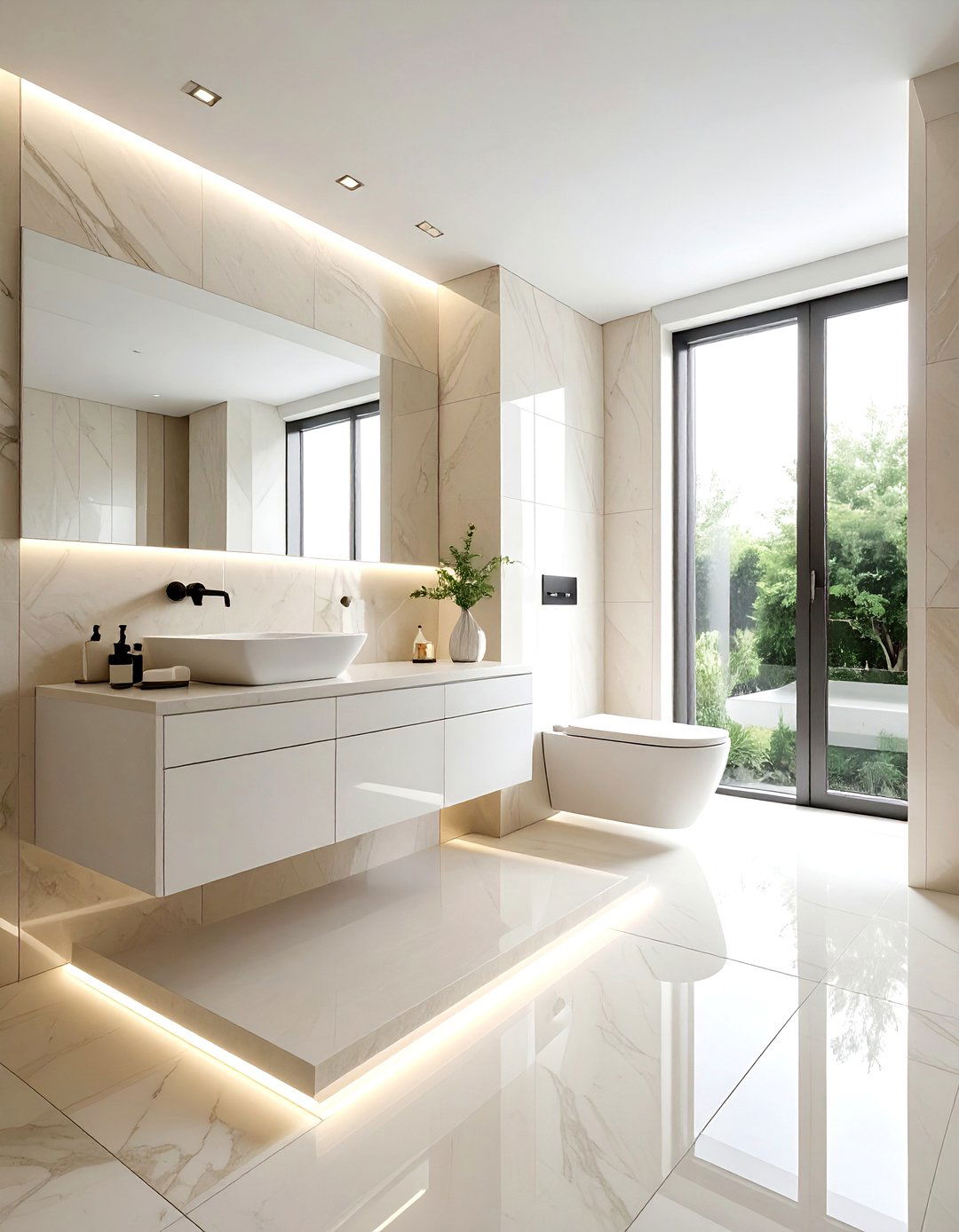 Seamless Porcelain Slab Bathroom - 30 porcelain bathroom ideas