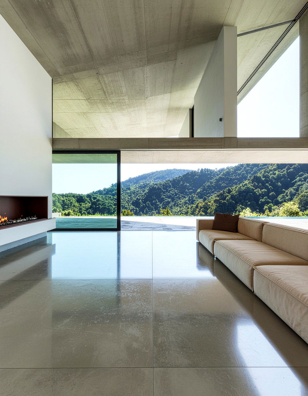 Seamless concrete floor living room - 30 polished concrete living room ideas