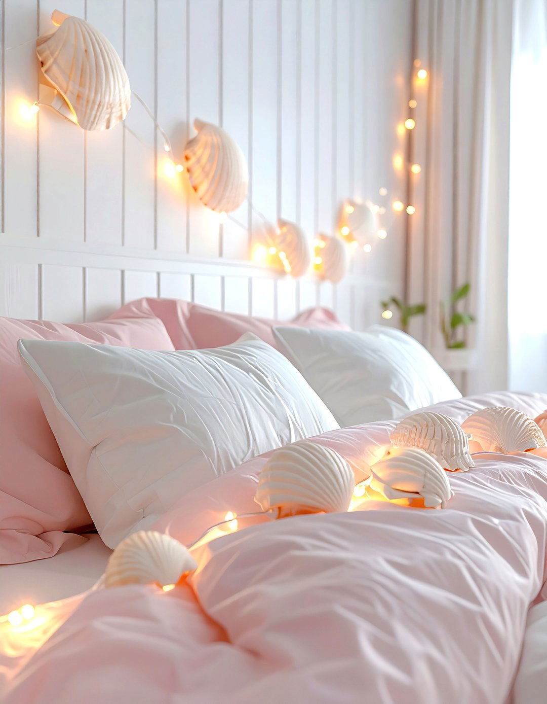 Seashell String Lights - 30 mermaid bedroom ideas