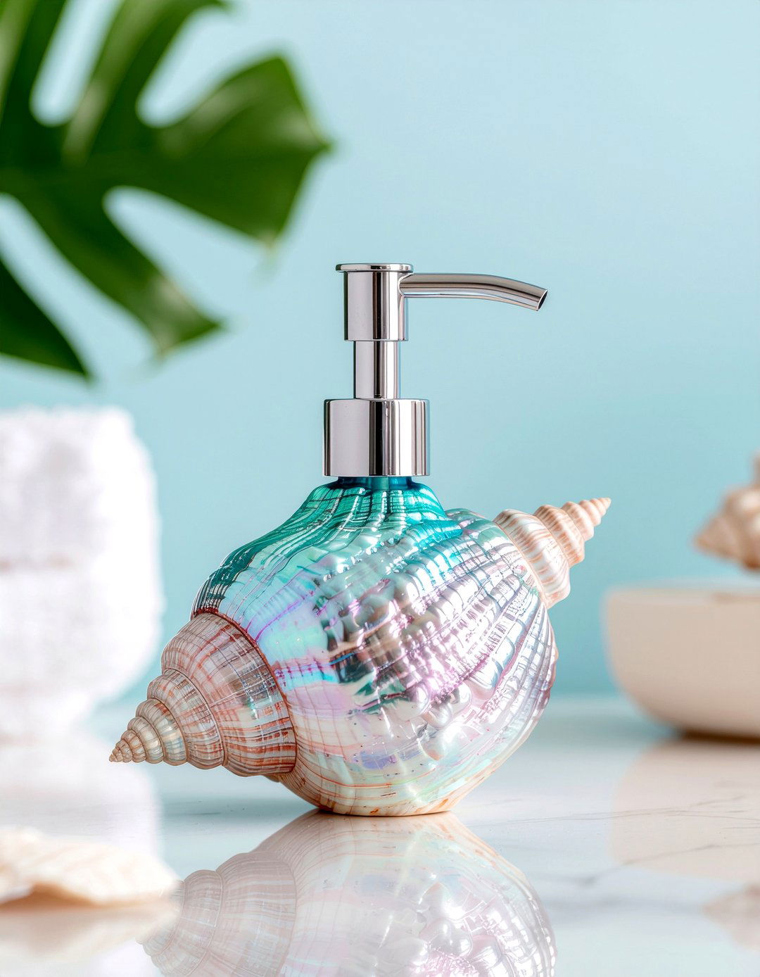 Seashell soap dispenser - 30 bathroom handmade ideas