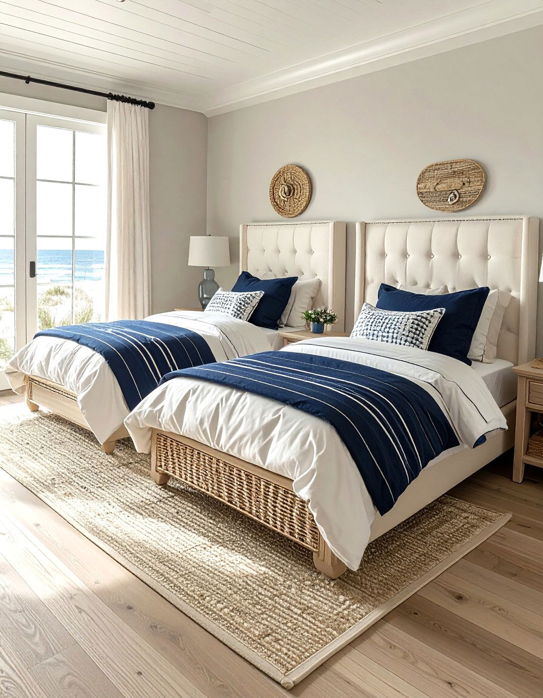 Seaside Guest Room - 30 coastal cream bedroom ideas