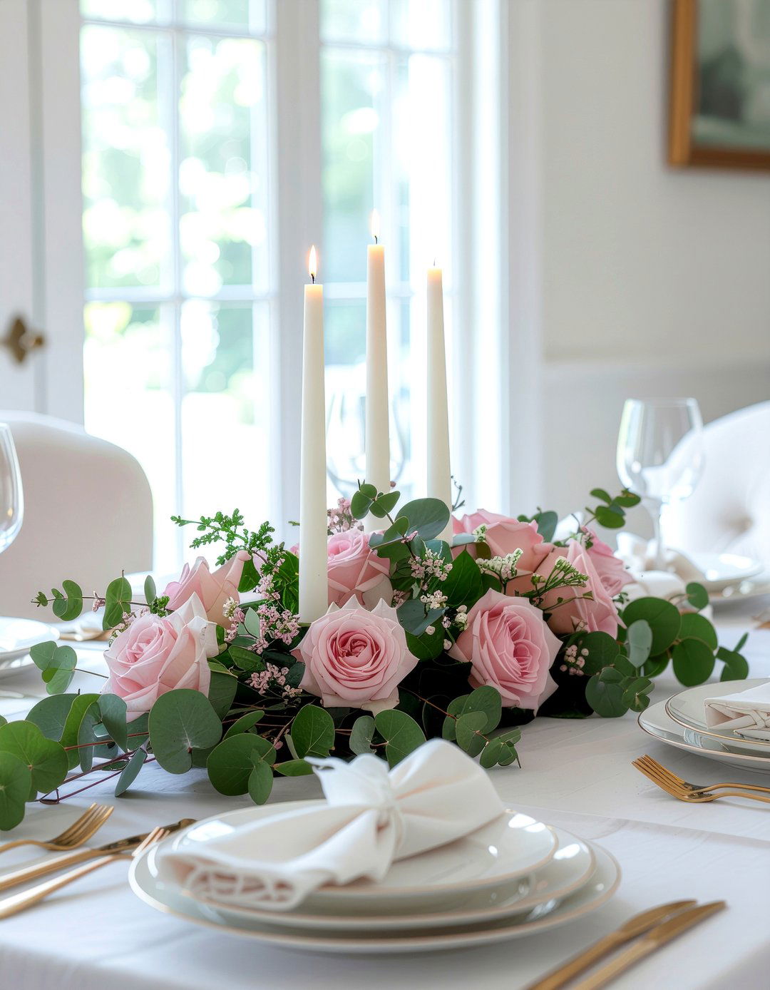 Seasonal Floral Candle Centerpiece - 30 candlelit dining room ideas