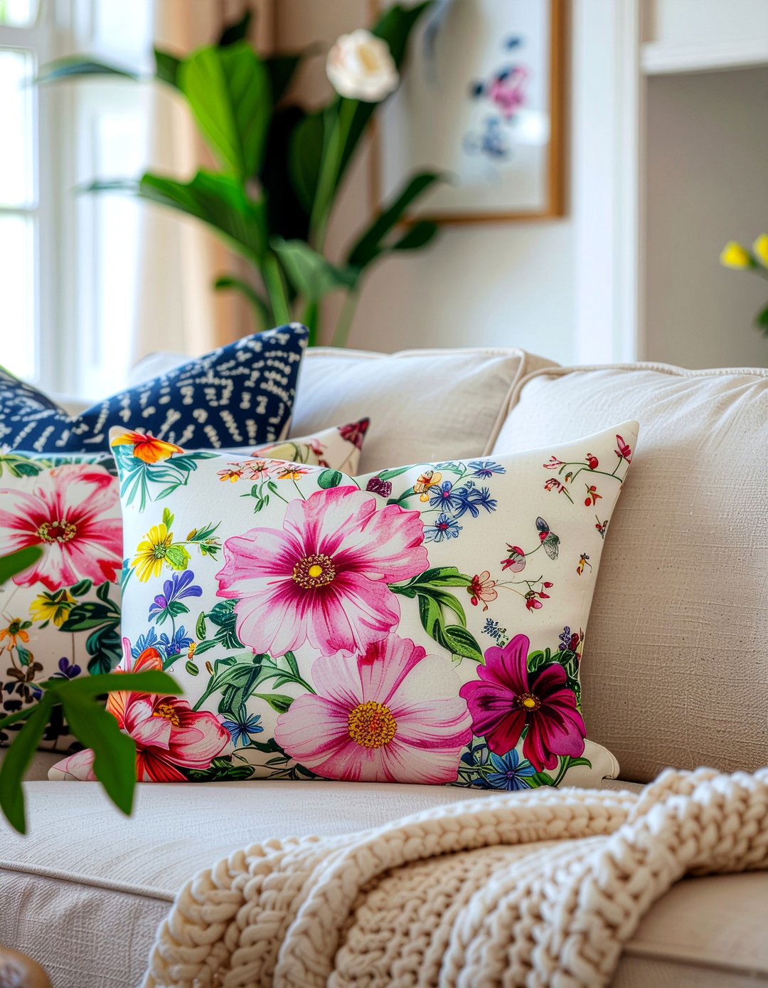 Seasonal Floral Throw Pillows - 30 living room throw pillow arrangement