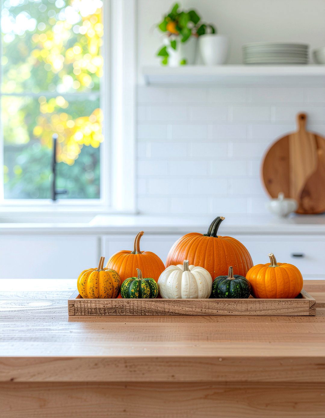 Seasonal Gourd Arrangement - 30 kitchen centerpiece ideas