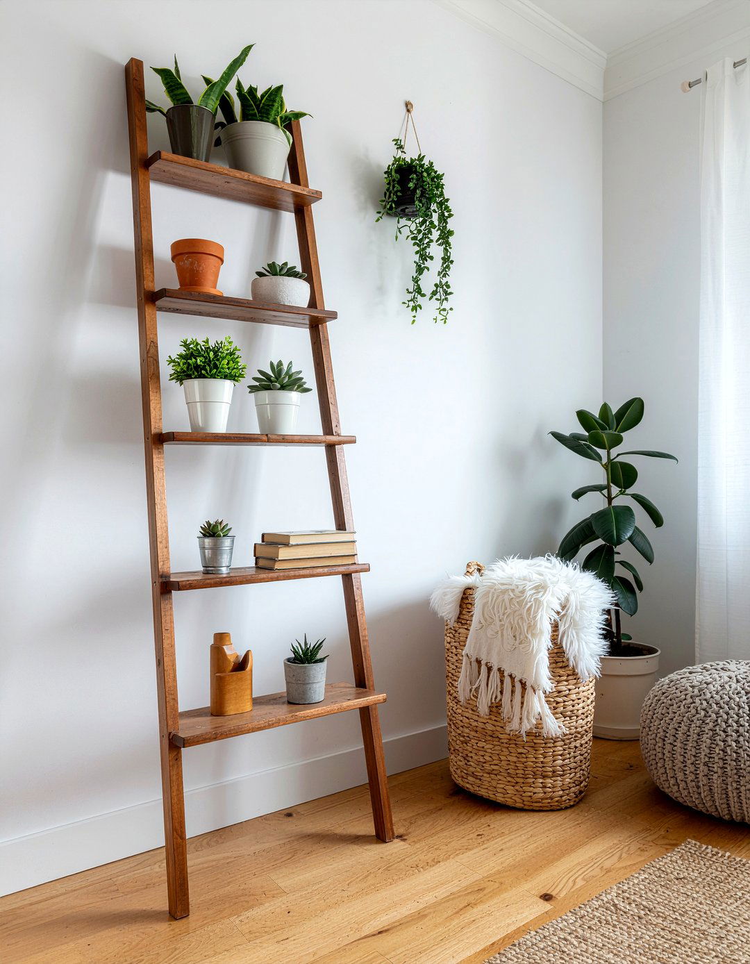 Secondhand Ladder Shelf - 30 secondhand living room ideas