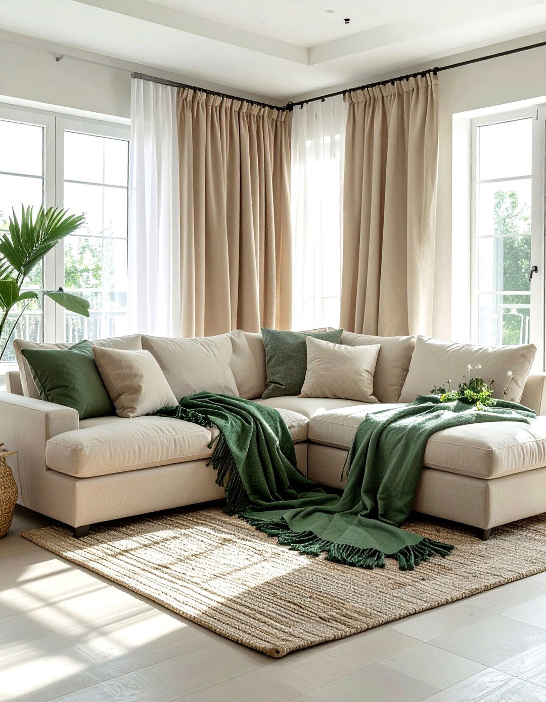 Sectional Corner Drape - 30 living room blanket styling ideas