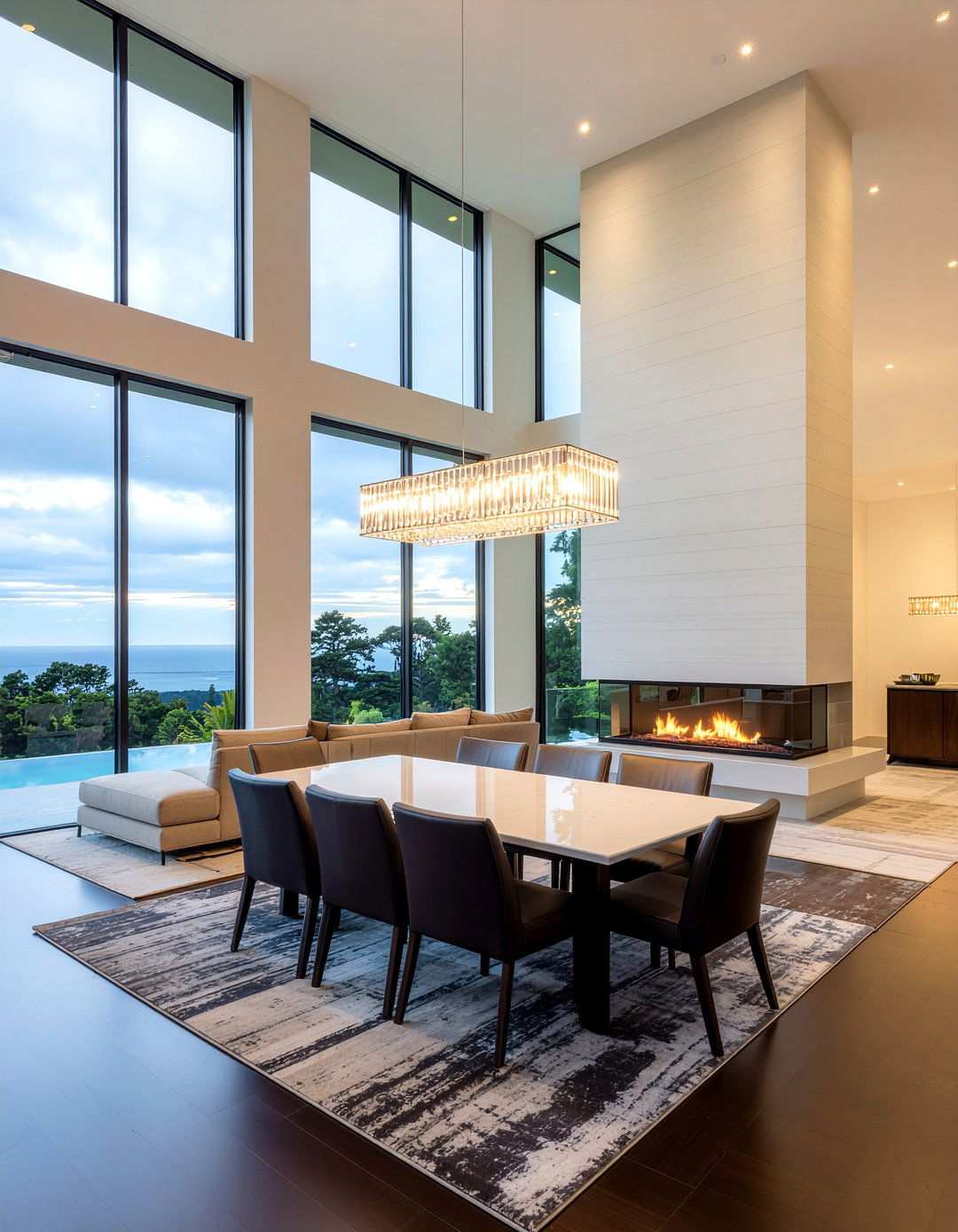 See Through Fireplace Dining Room - 30 firelit dining room ideas