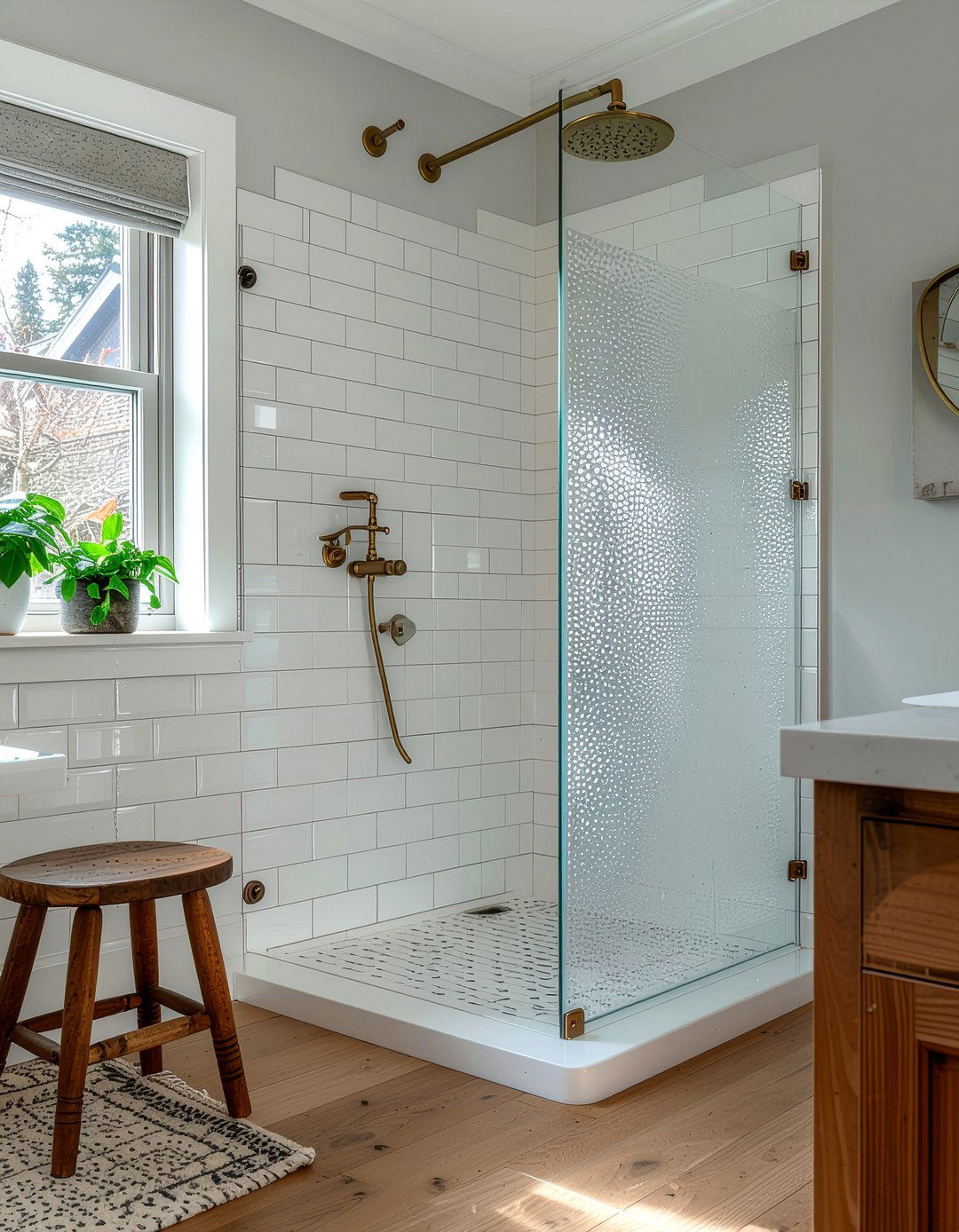 Seeded Glass Shower Door - 30 bathroom glass door ideas
