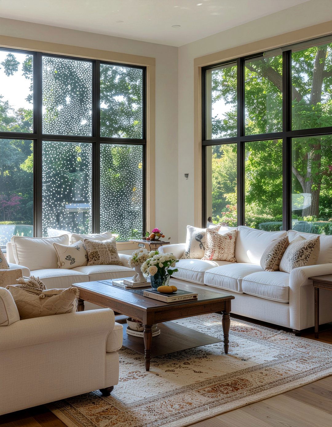 Seeded Glass Window - 30 living room privacy glass ideas