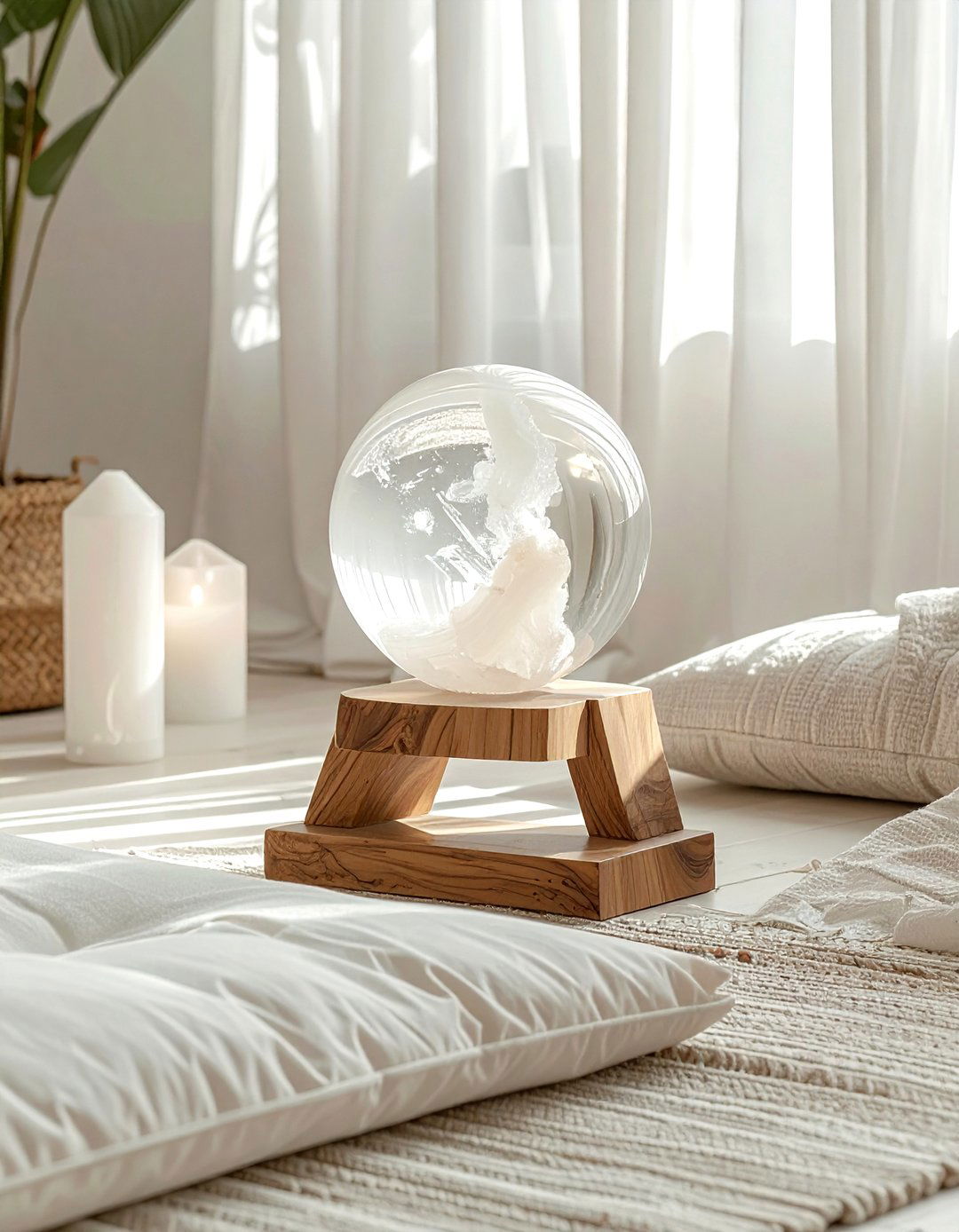 Selenite Crystal Sphere - 30 orb decor ideas