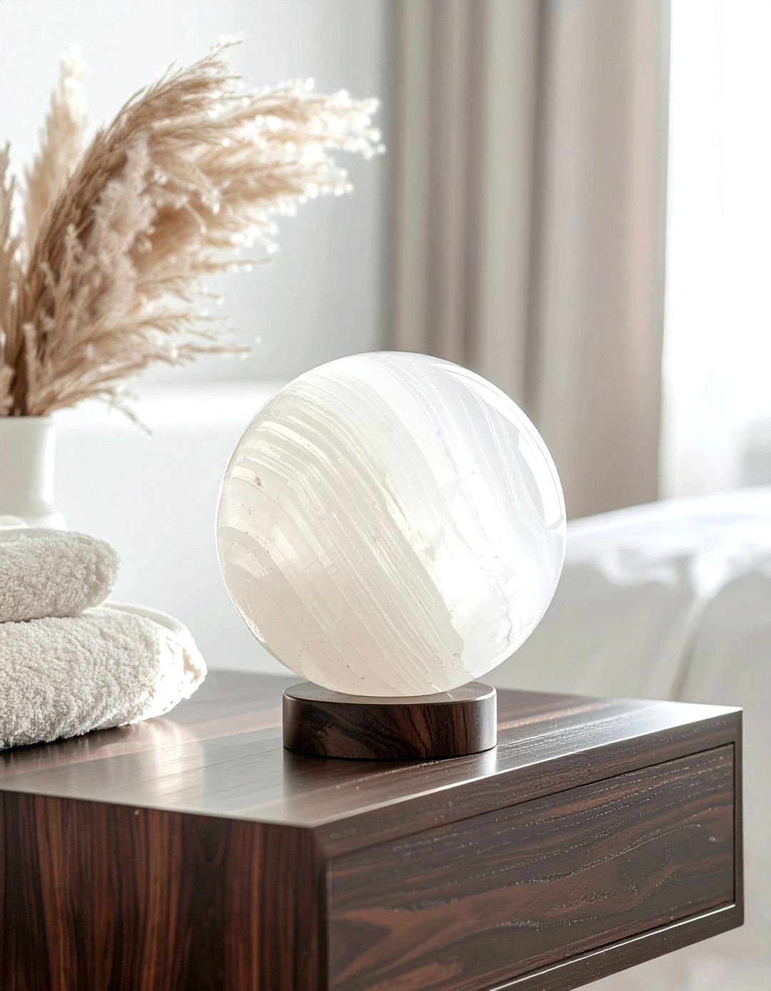 Selenite crystal sphere - 30 sphere decor ideas