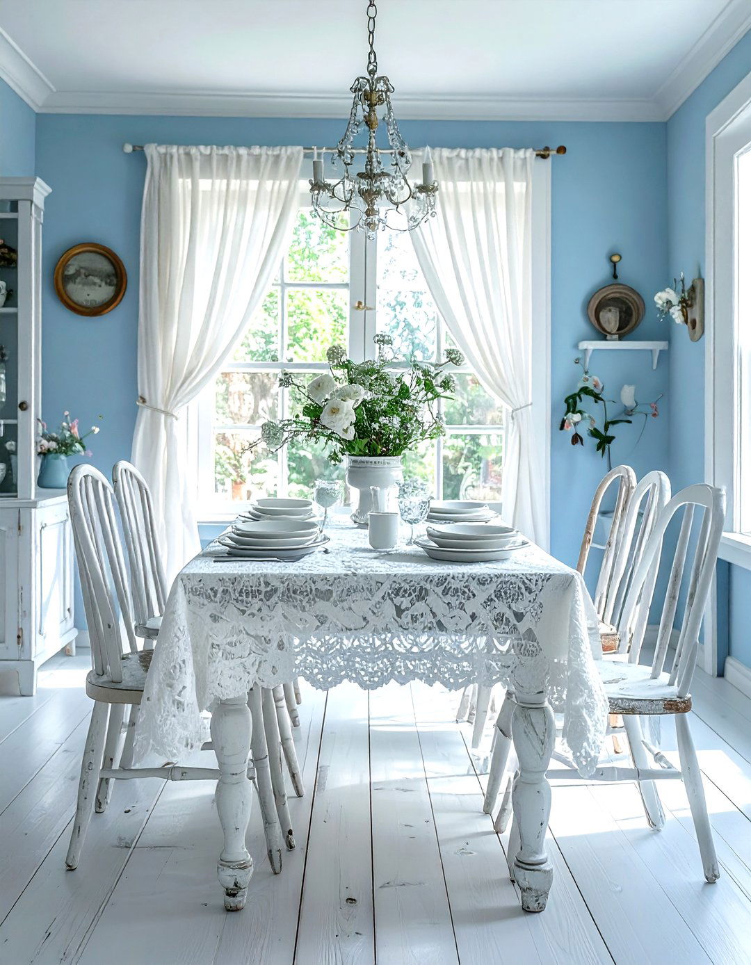 Shabby Chic Blue Dining Room - 30 light blue dining room ideas