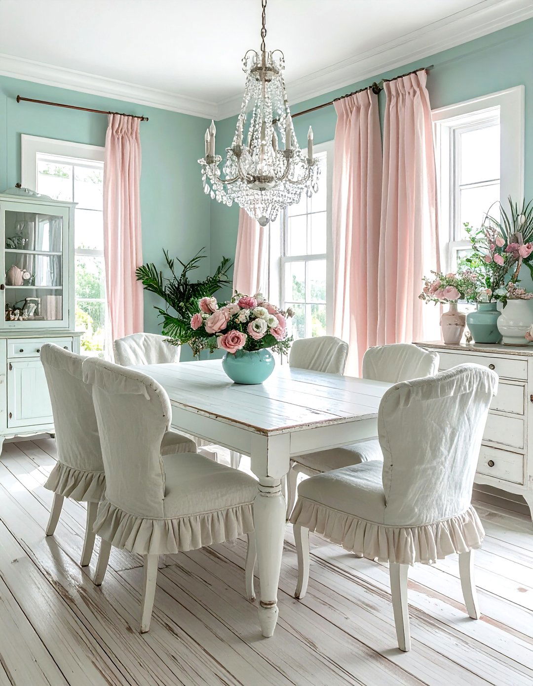 Shabby Chic Coastal Dining Room - 30 coastal dining room ideas