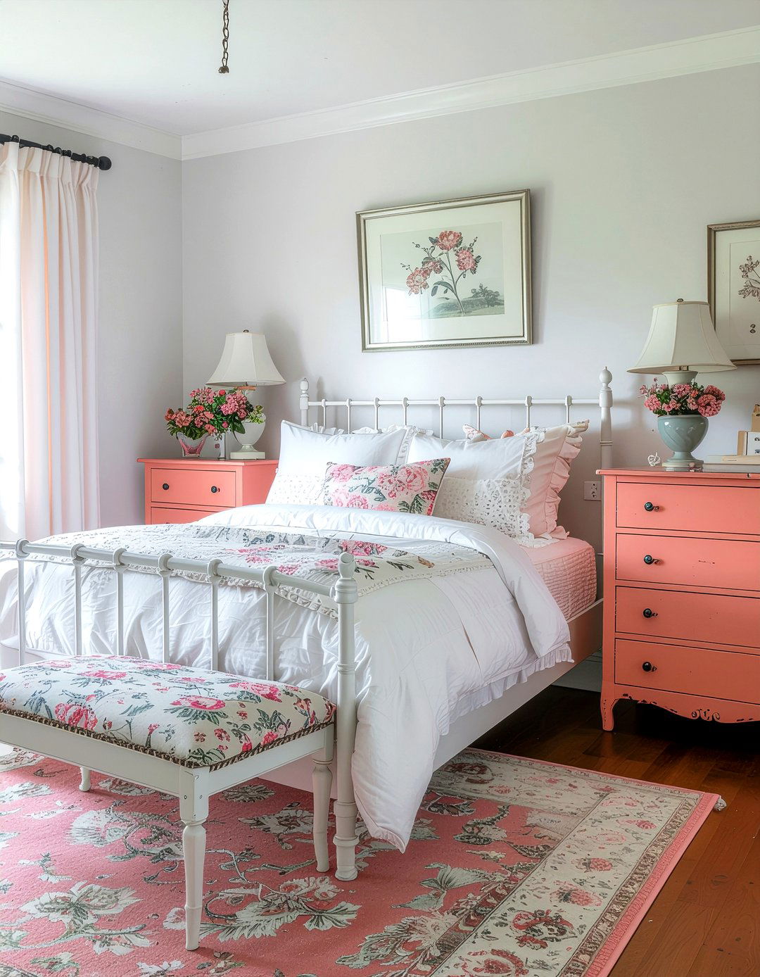 Shabby Chic Coral Bedroom - 30 coral bedroom ideas