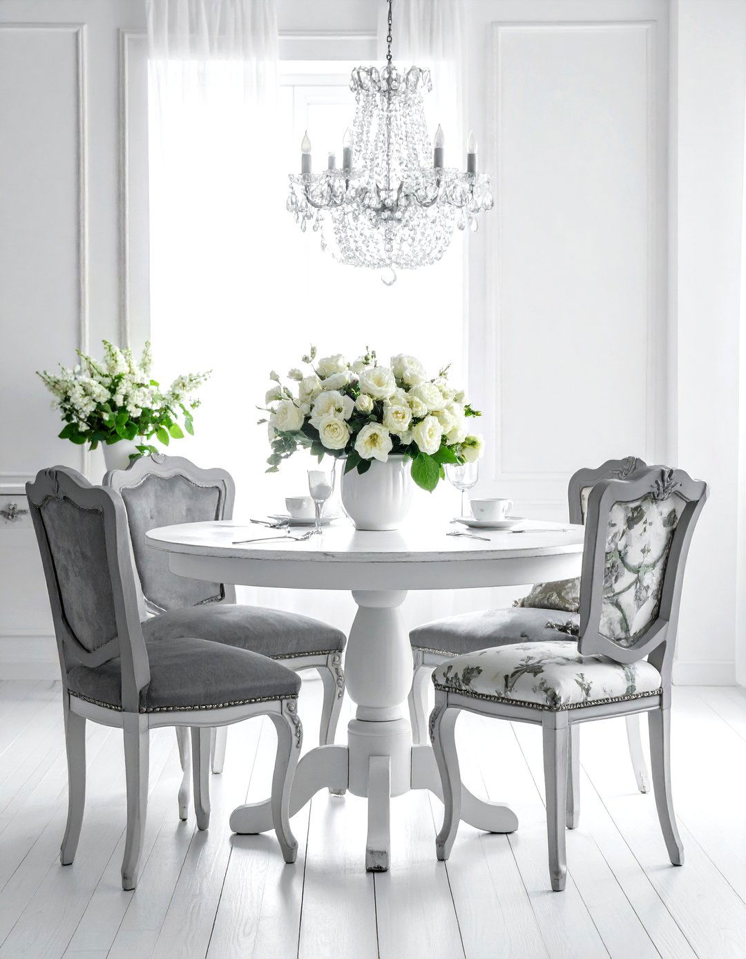 Shabby Chic Gray And White Dining - 30 gray and white dining room ideas