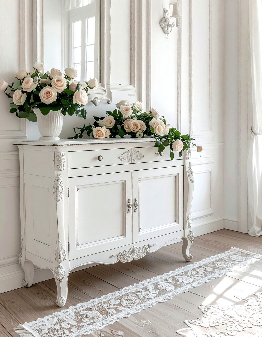 Shabby Chic White Buffet - 30 white buffet dining room ideas