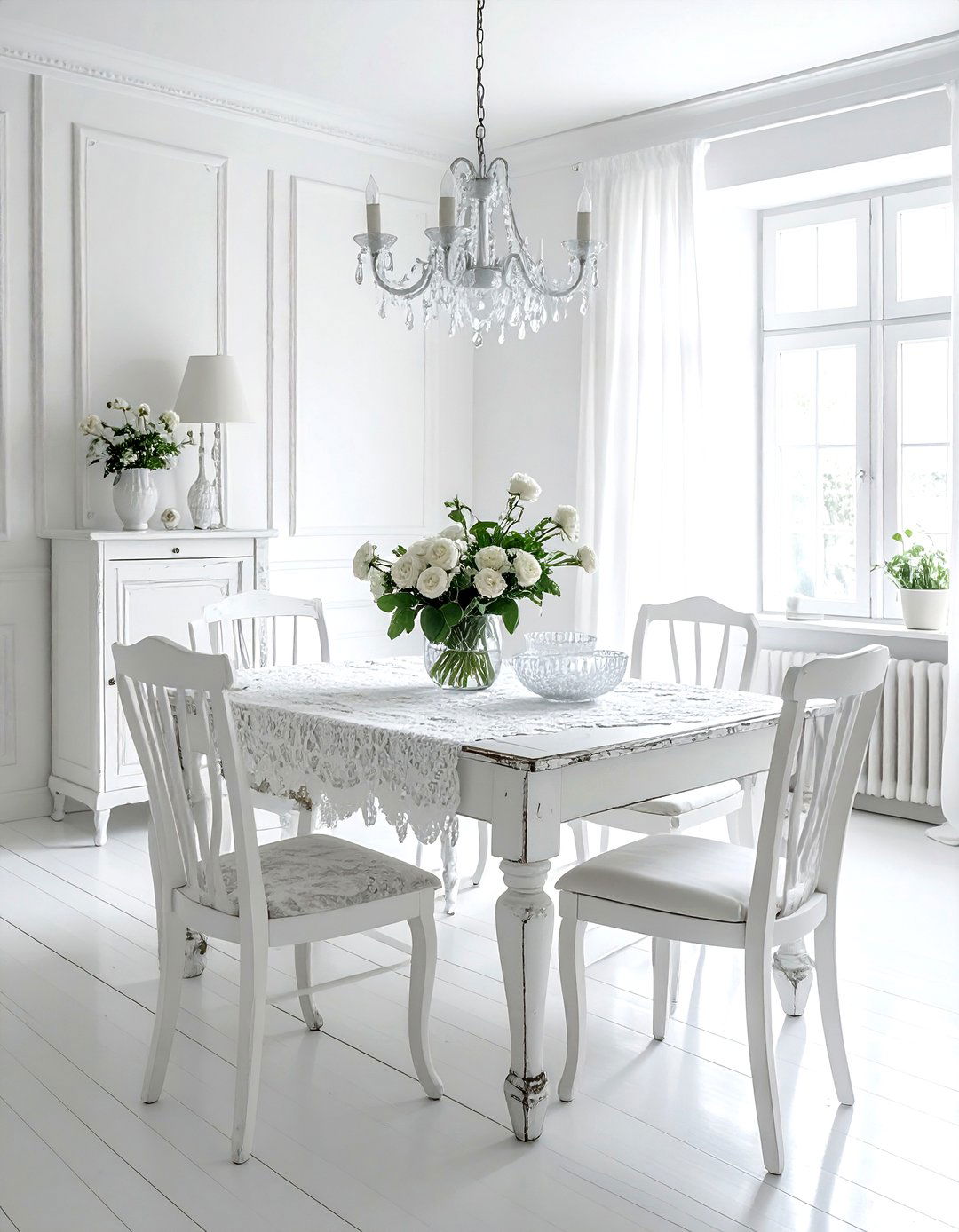 Shabby Chic White Dining Room - 30 white dining room decor ideas