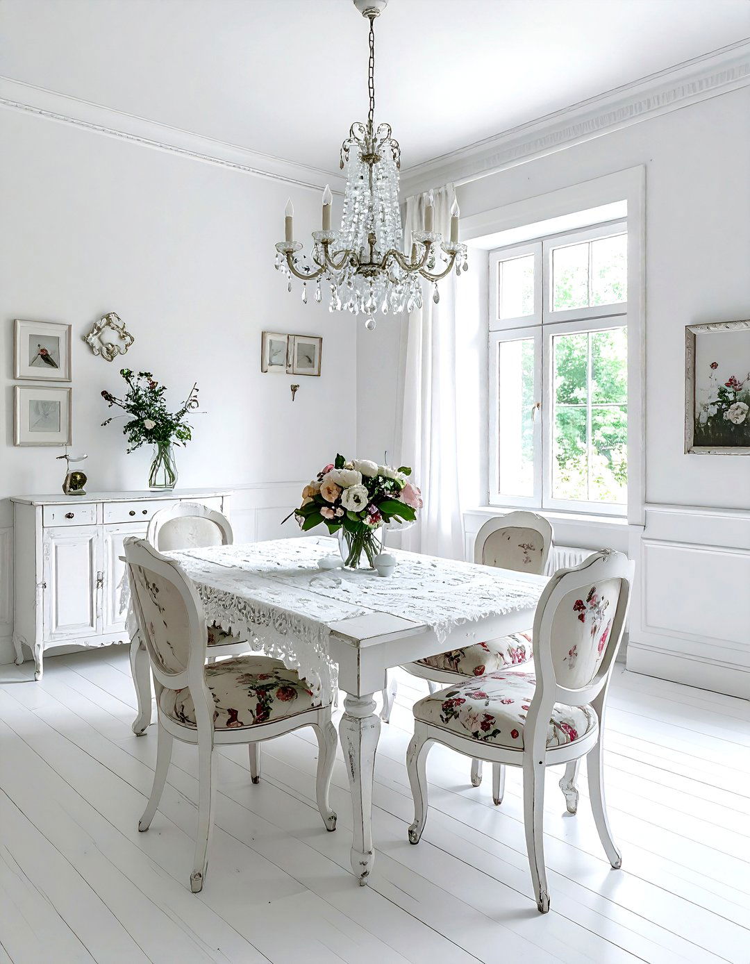 Shabby Chic White Dining Room - 30 white dining room design ideas