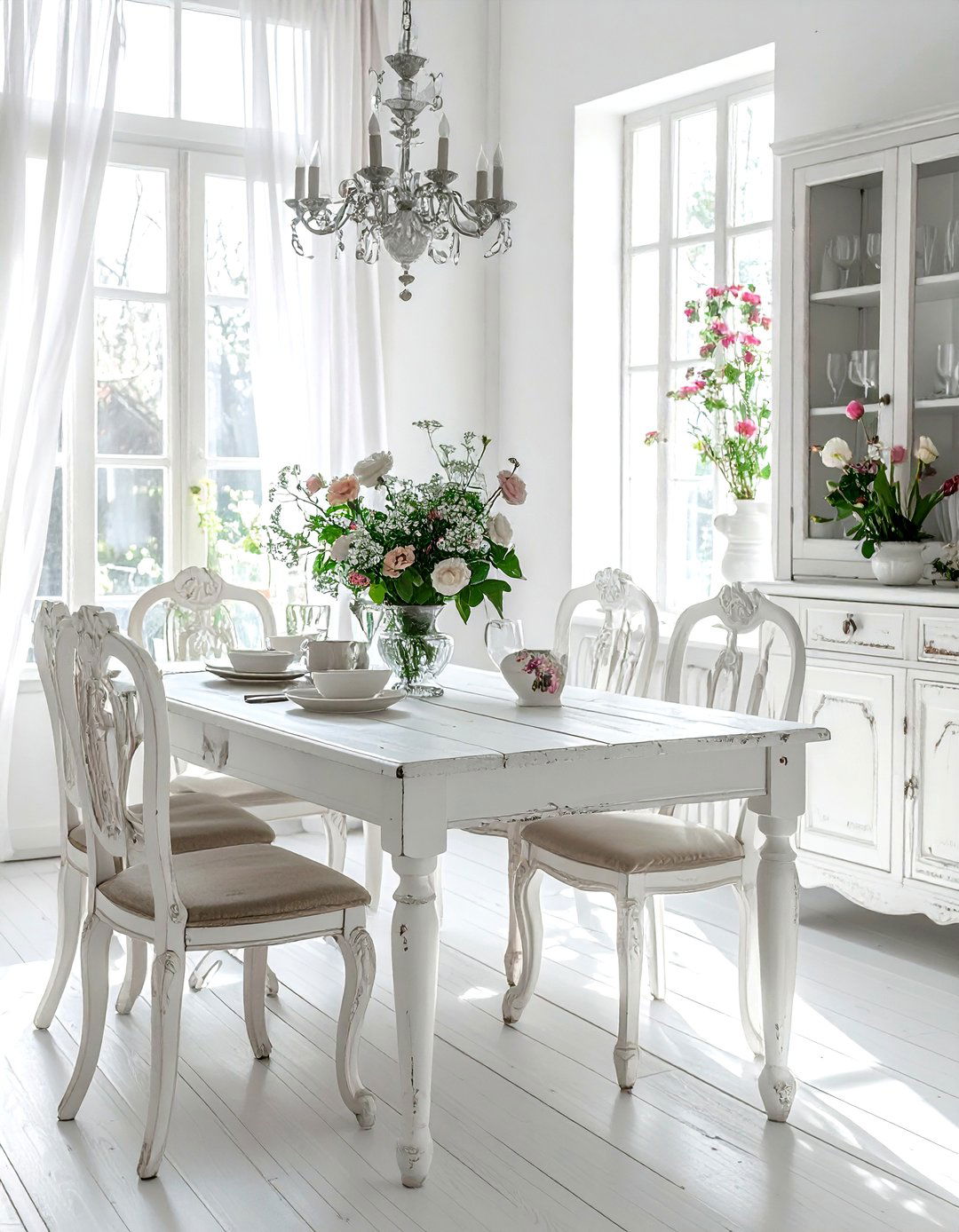 Shabby Chic White Dining Room - 30 white dining room furniture ideas