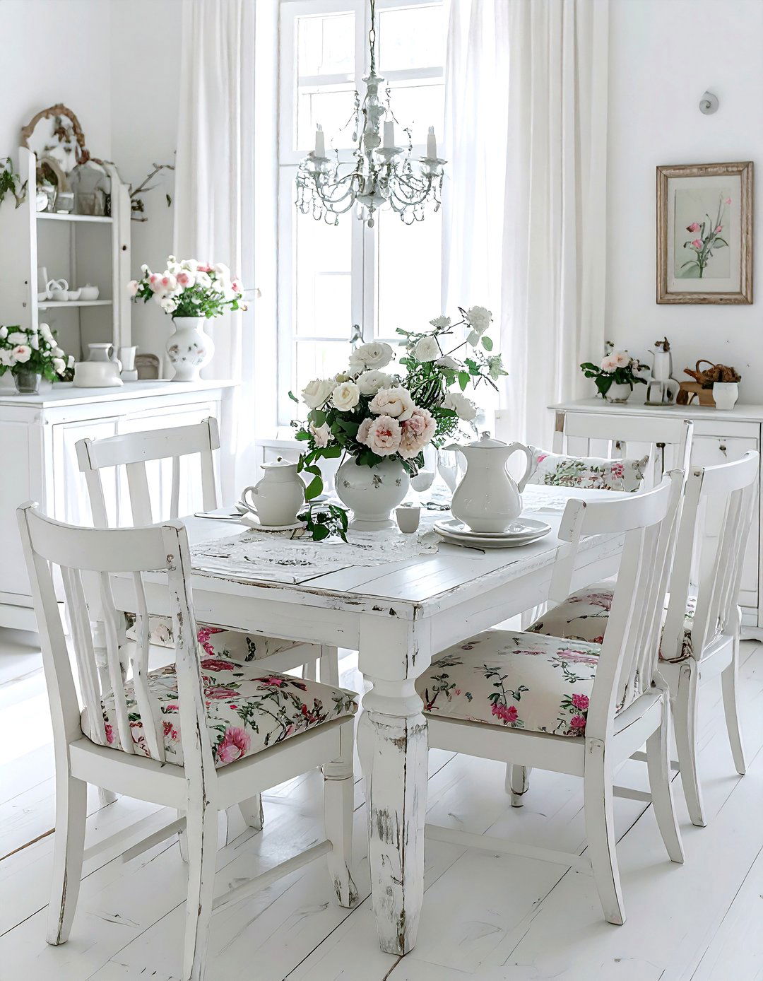 Shabby Chic White Dining Room - 30 white dining room ideas