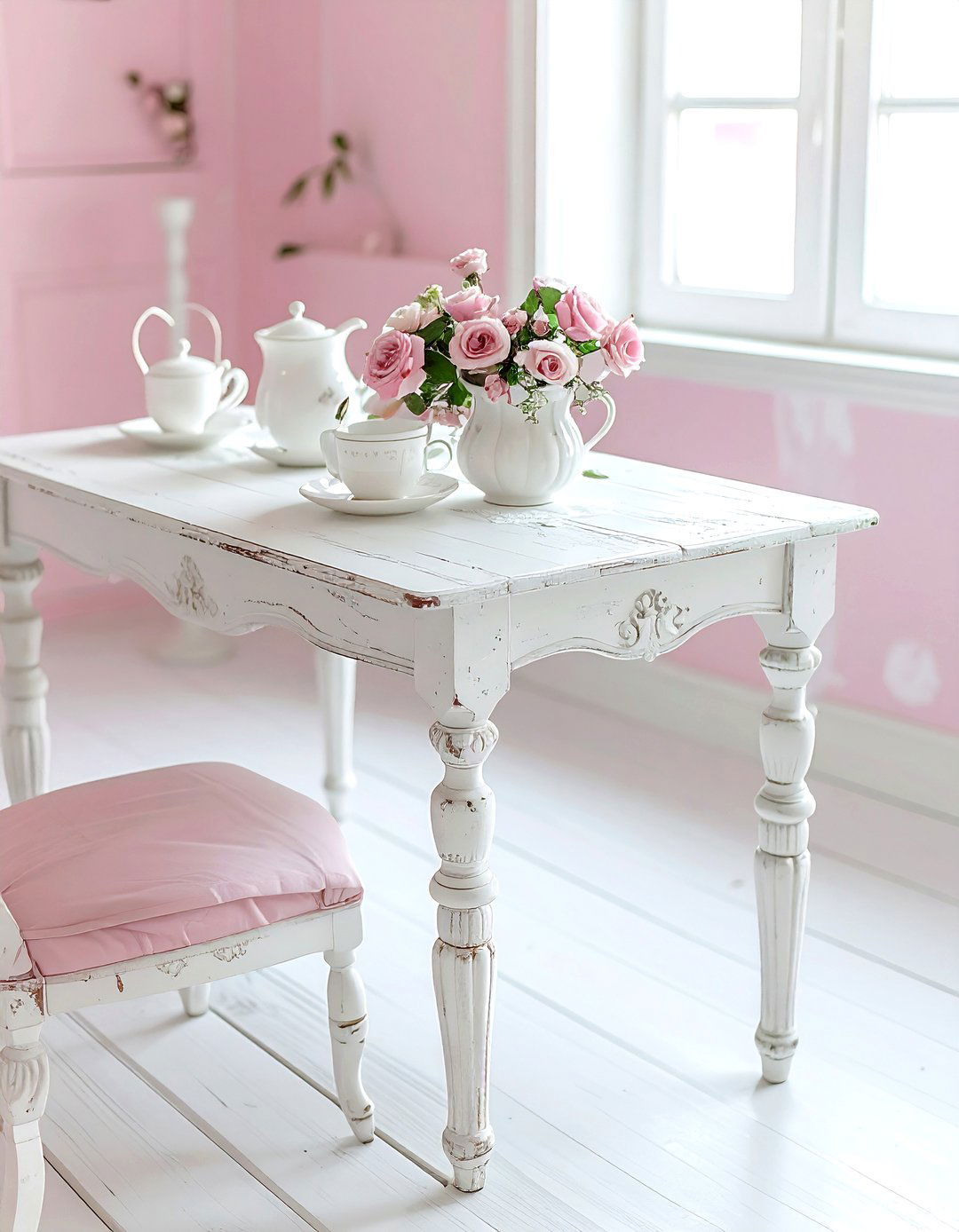 Shabby Chic White Dining Table - 30 white dining table ideas
