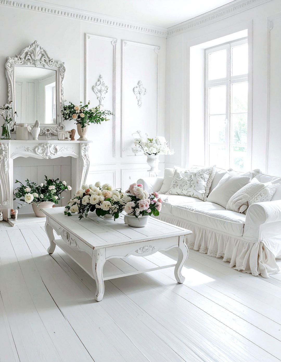 Shabby Chic White Living Room - 30 white living room decor ideas