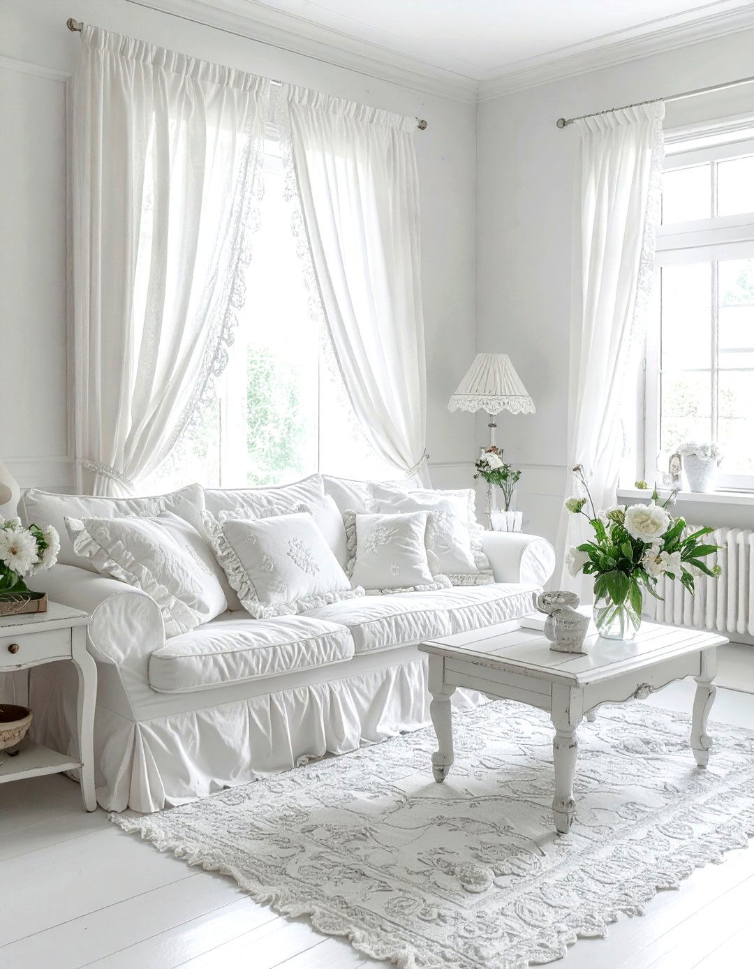 Shabby Chic White Living Room - 30 white living room design ideas