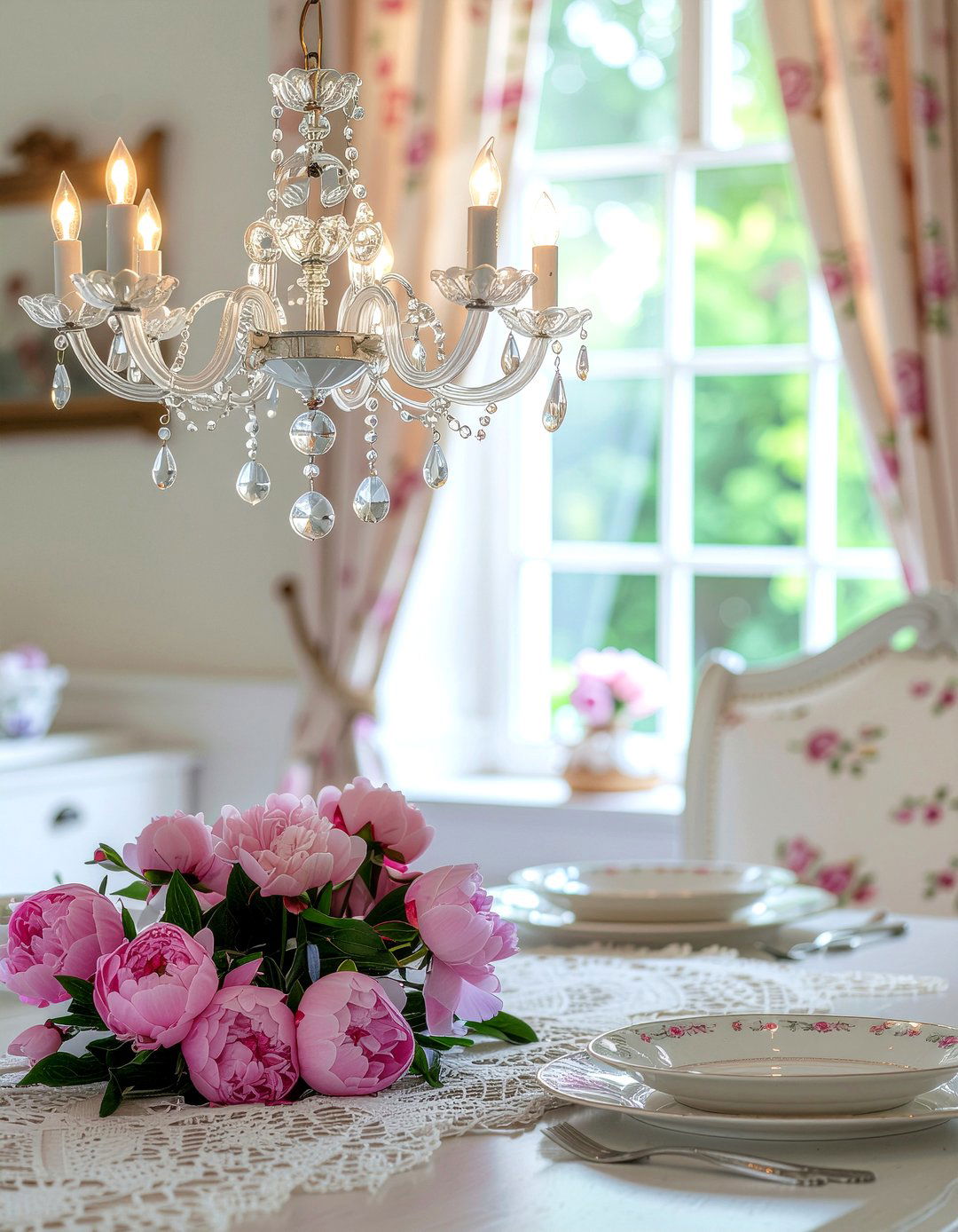 Shabby chic chandelier dining room - 30 rustic chandelier dining room ideas