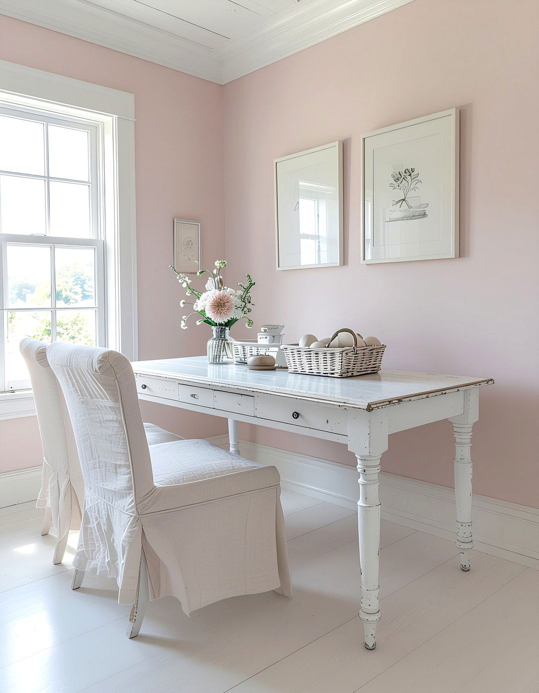 Shabby chic dining room office - 30 dining room office combo ideas