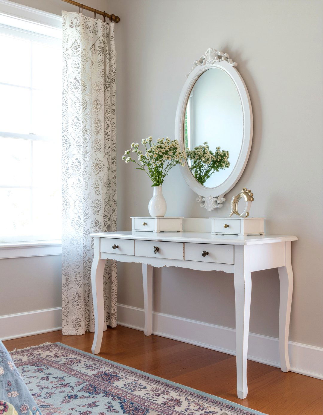 Shabby chic dresser mirror combo - 30 bedroom dresser with mirror ideas