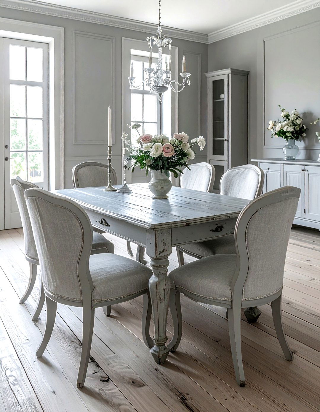 Shabby chic grey dining room - 30 grey dining room furniture ideas