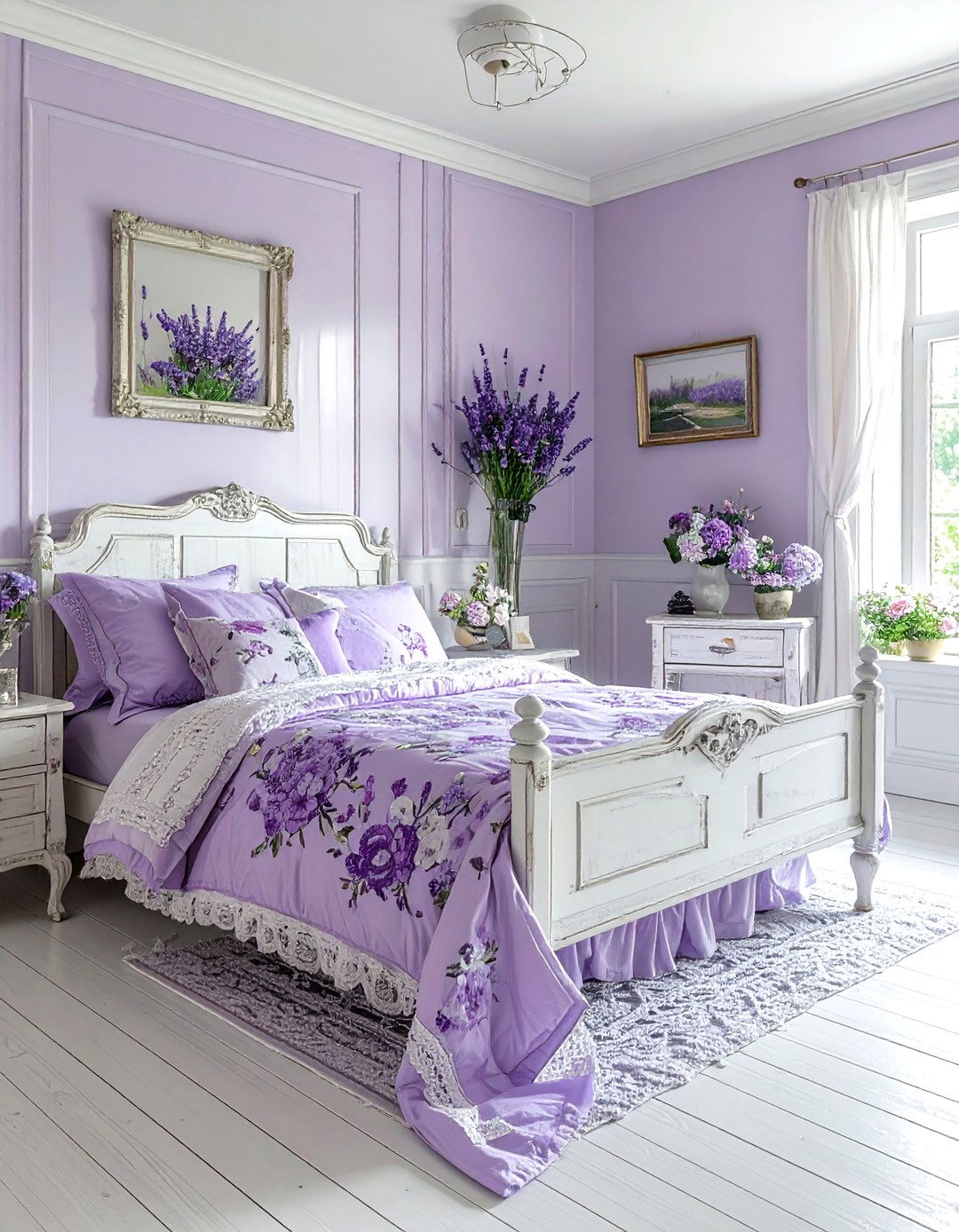 Shabby chic lavender room - 30 lavender and white bedroom ideas