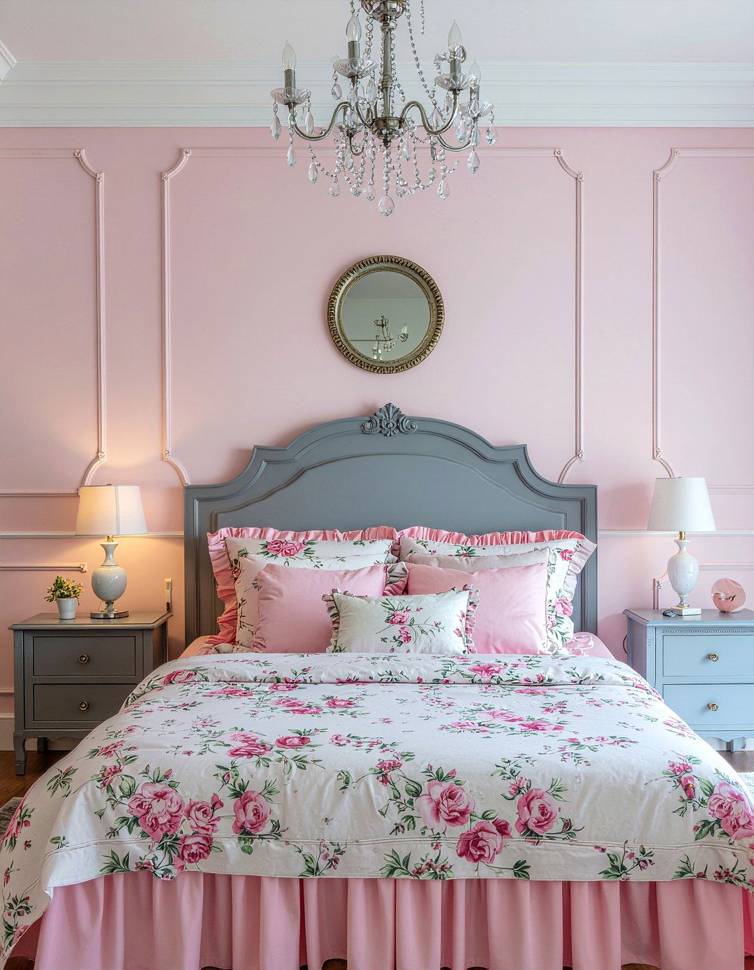 Shabby chic pink gray bedroom - 30 pink and gray bedroom ideas