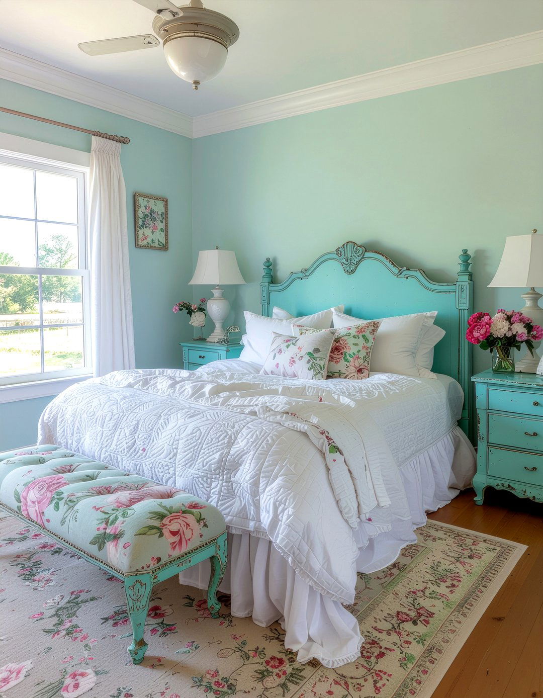 Shabby chic turquoise bedroom - 30 turquoise bedroom ideas