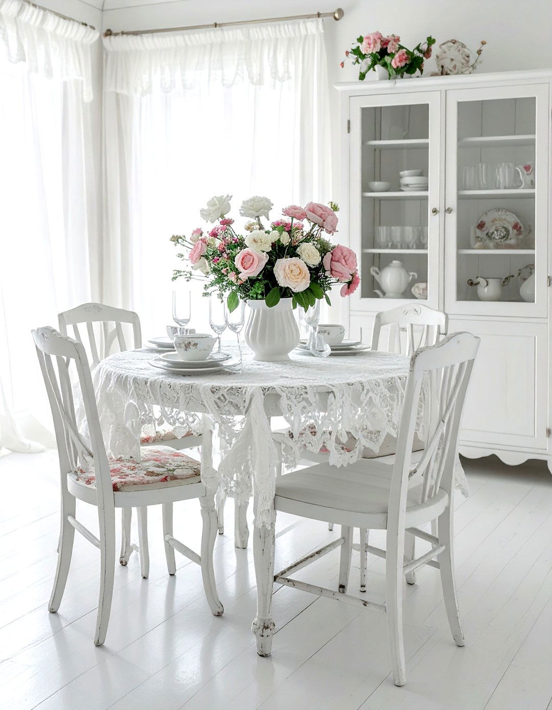 Shabby chic white dining room - 30 white and white dining room ideas