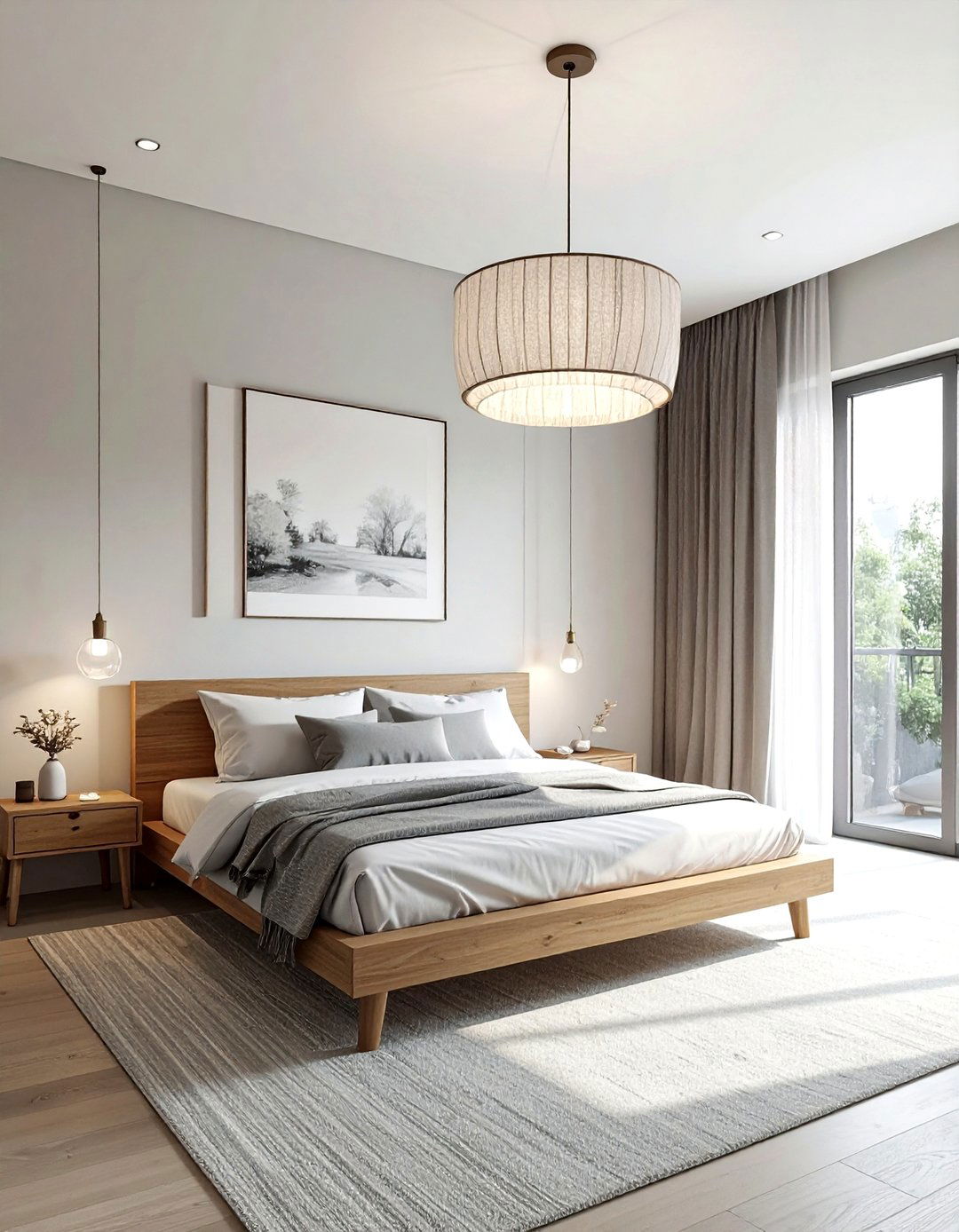 Shaded Drum Chandelier - 30 bedroom chandelier ideas