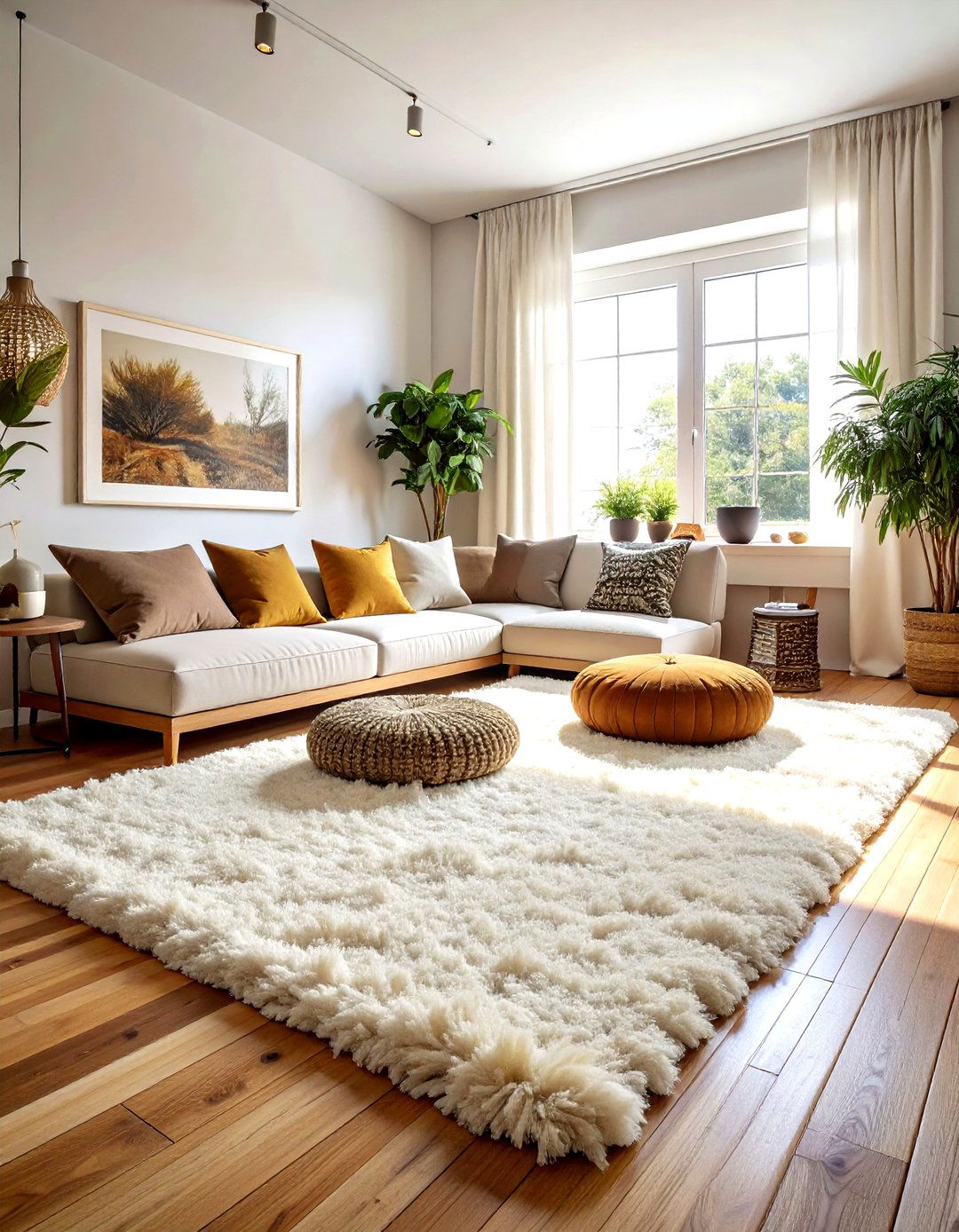 Shag Area Carpet - 30 living room Bohemian furniture ideas
