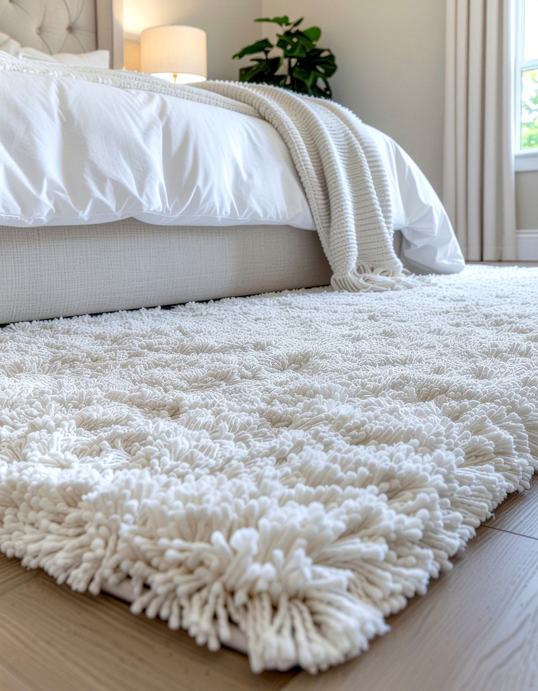 Shag area rug - 30 bedroom texture layering ideas