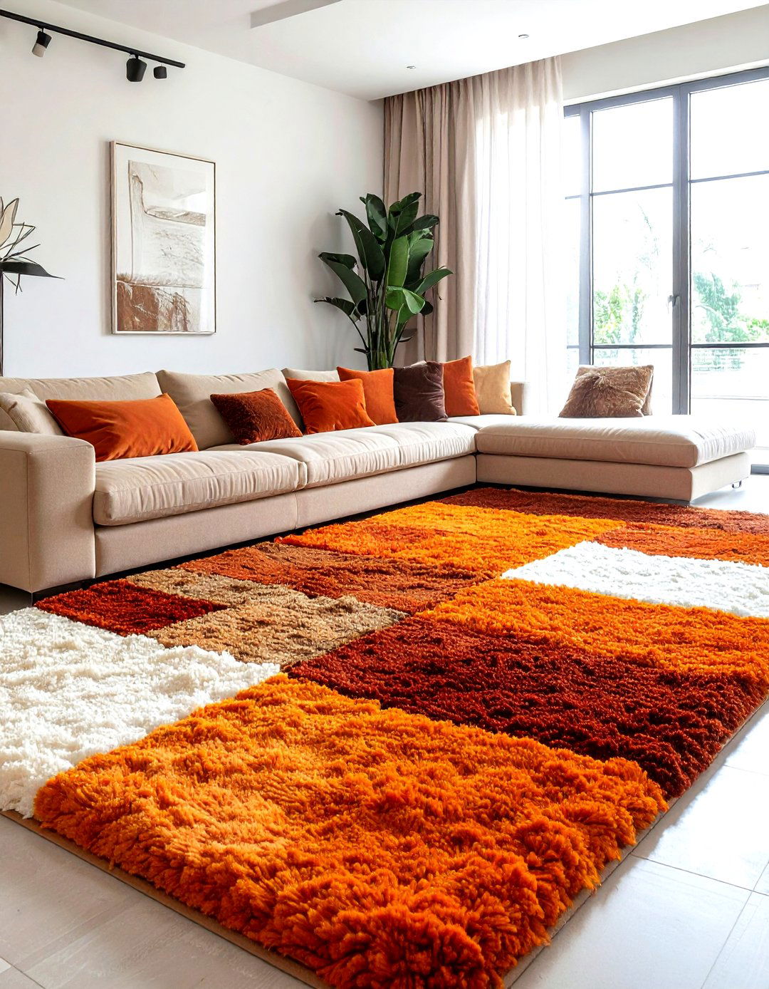 Shag multi color rug - 30 colorful rug ideas