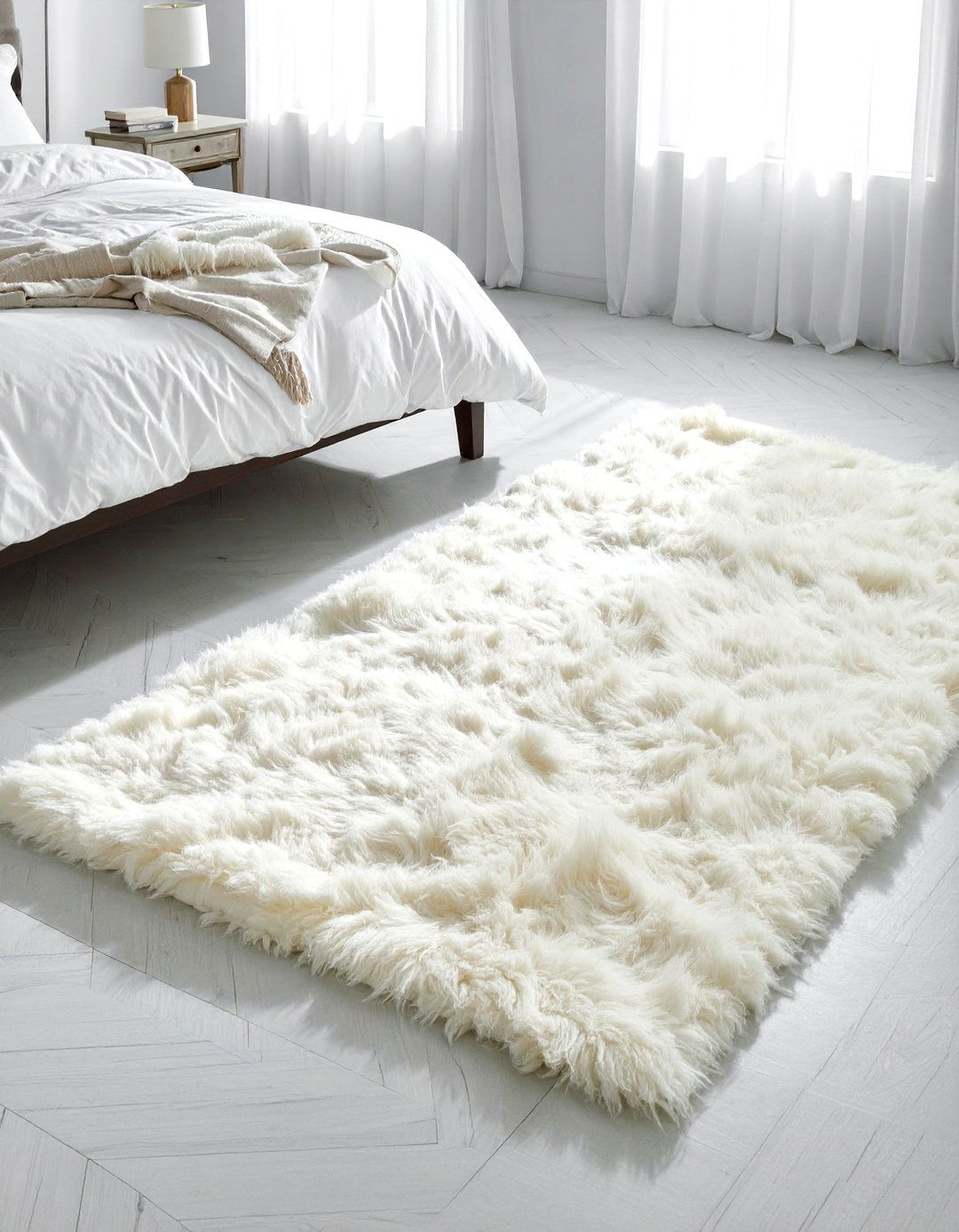 Shag rug - 30 soft texture bedroom ideas