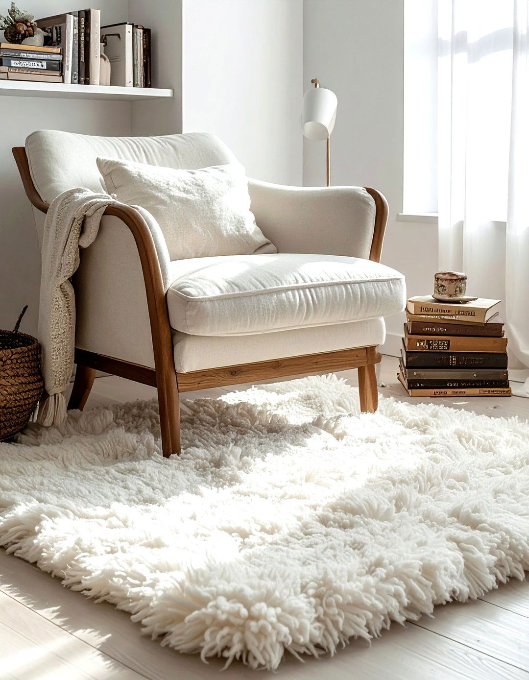 Shaggy Moroccan reading nook - 30 Moroccan rug ideas