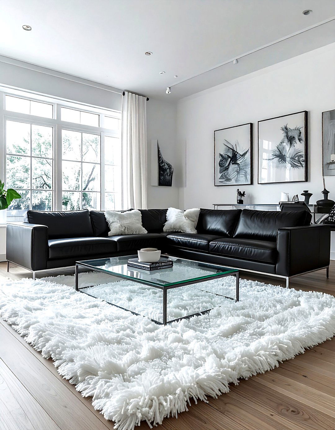 Shaggy rug living room - 30 living room texture layering ideas