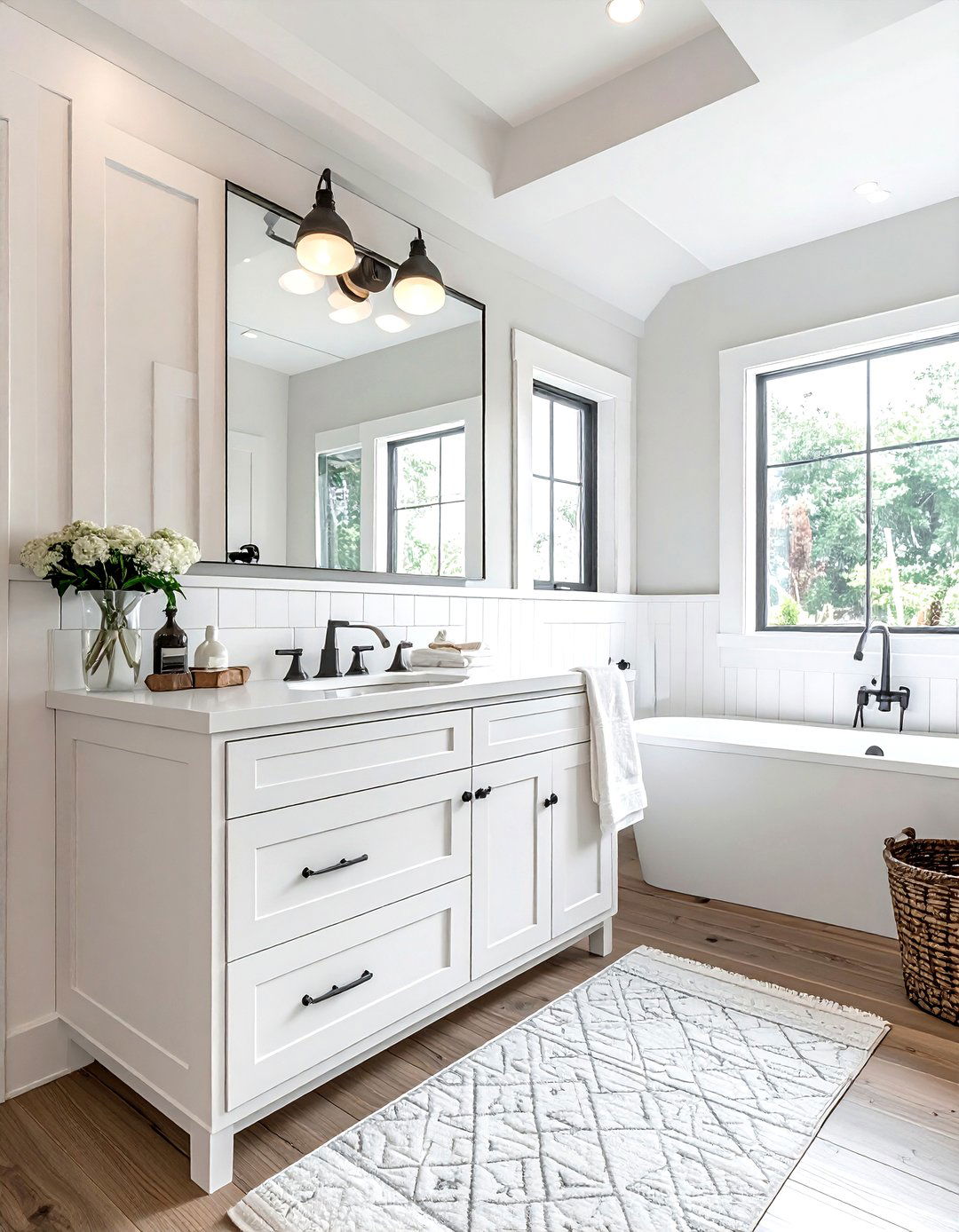 Shaker Style Cabinets - 30 modern farmhouse bathroom ideas